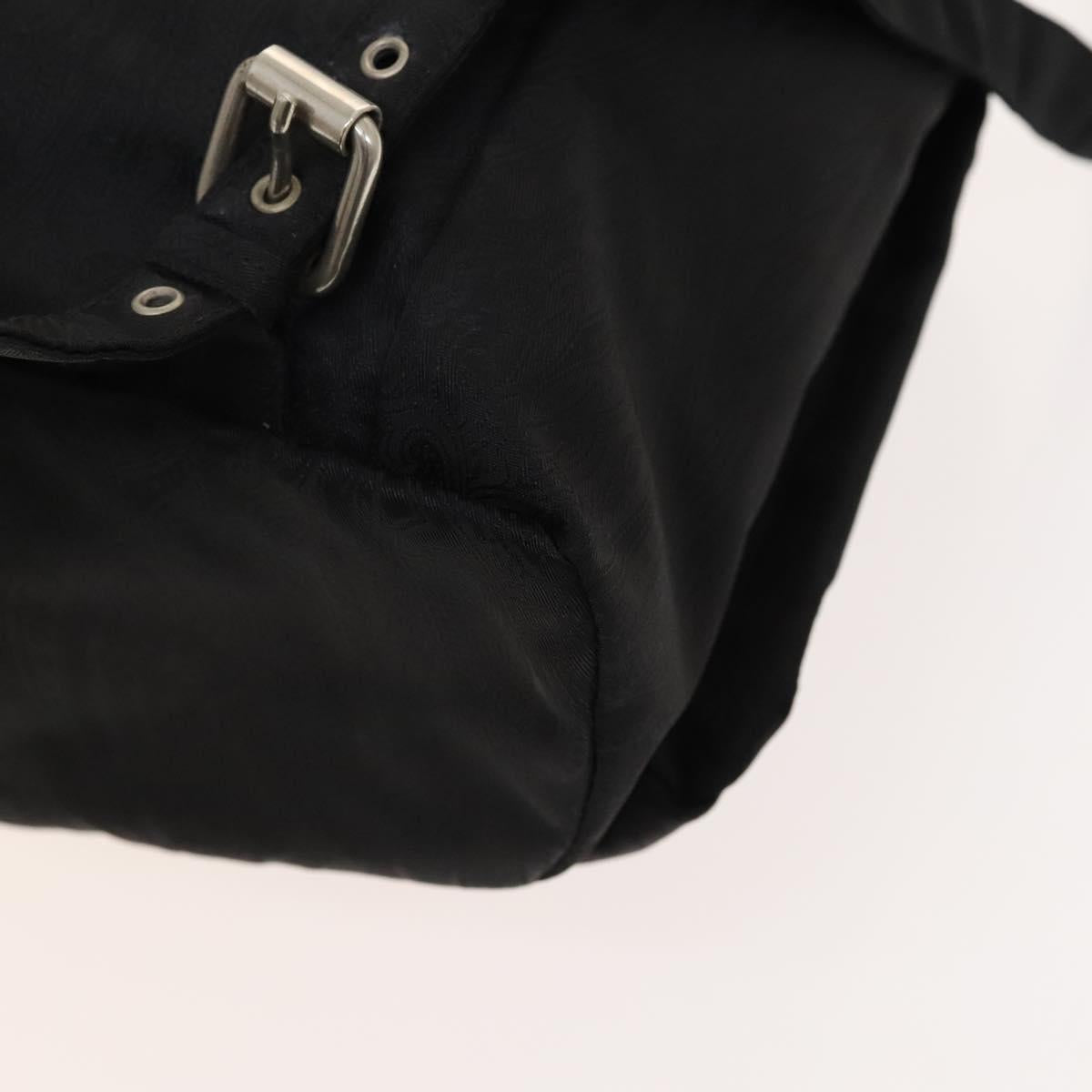 ETRO Backpack Nylon Silver Black Auth bs24801