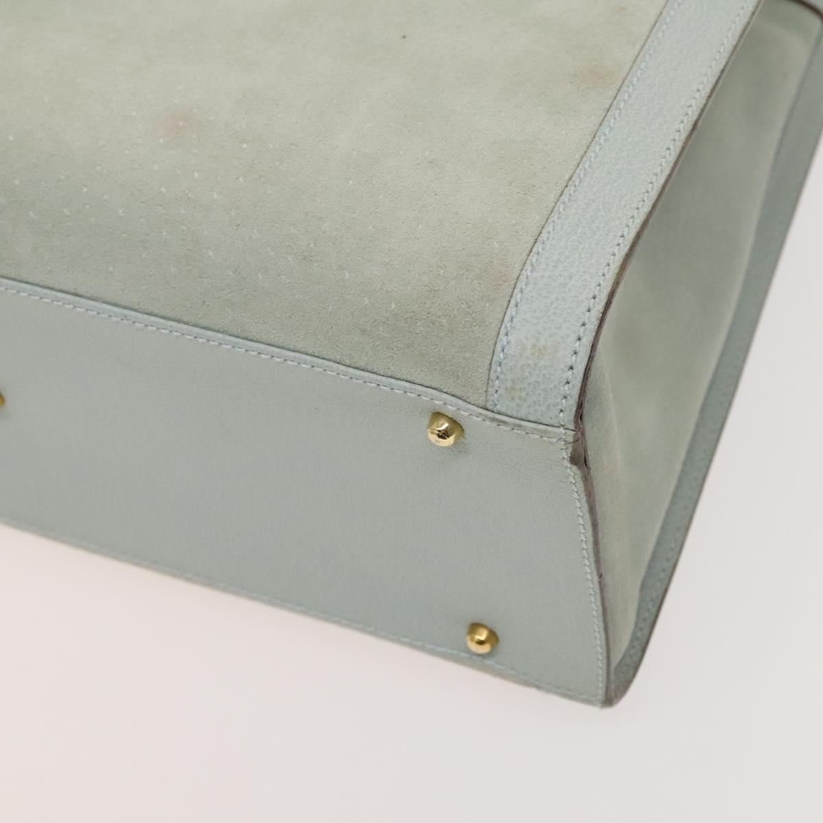 GUCCI Bamboo Hand Bag Suede Light Blue Gold 002 1186 0260 Auth bs24807