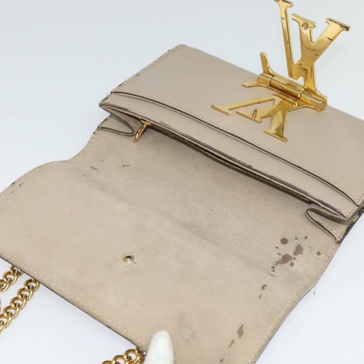 LOUIS VUITTON Pochette Louise GM Shoulder Bag Leather Beige M51632 Auth bs24820