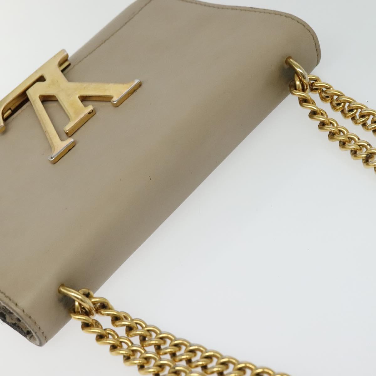 LOUIS VUITTON Pochette Louise GM Shoulder Bag Leather Beige M51632 Auth bs24820