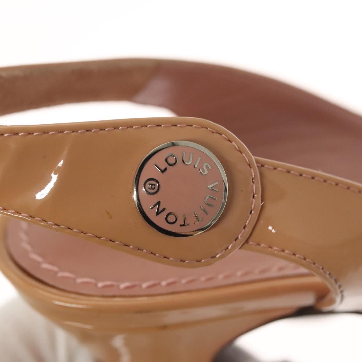 LOUIS VUITTON Pumps Enamel 34 Beige LV Auth bs24821