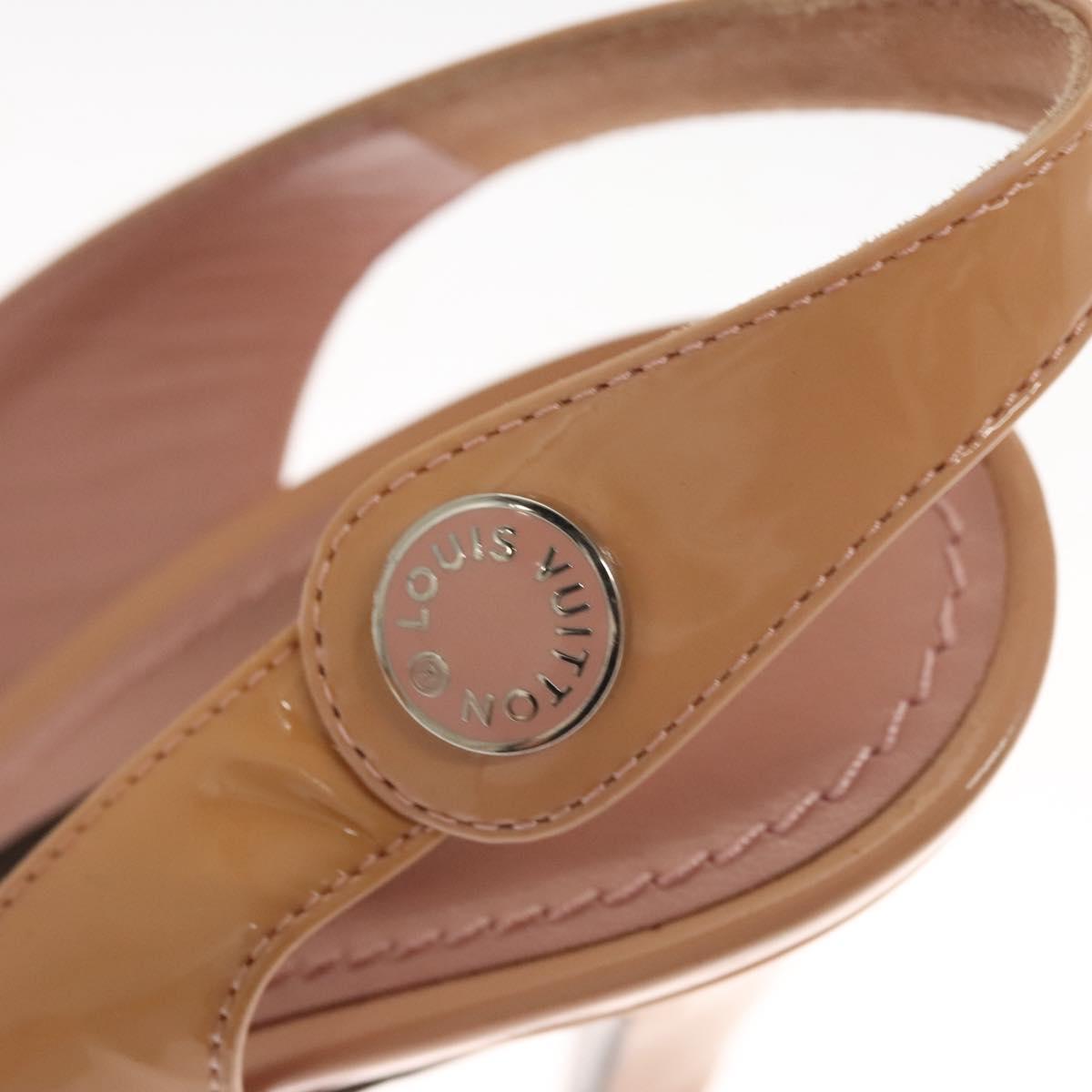 LOUIS VUITTON Pumps Enamel 34 Beige LV Auth bs24821