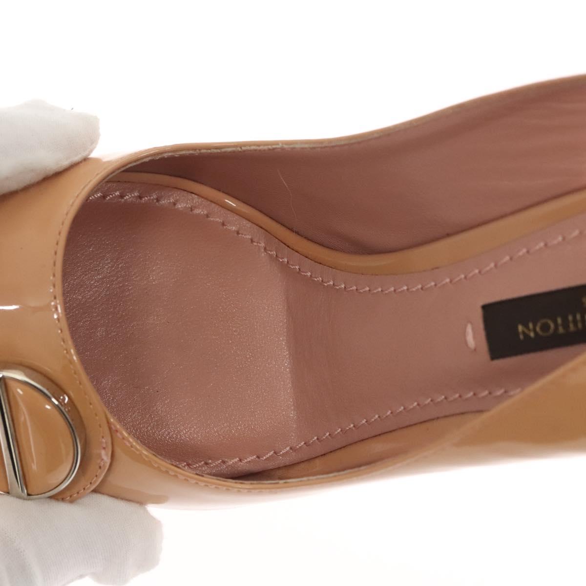 LOUIS VUITTON Pumps Enamel 34 Beige LV Auth bs24821