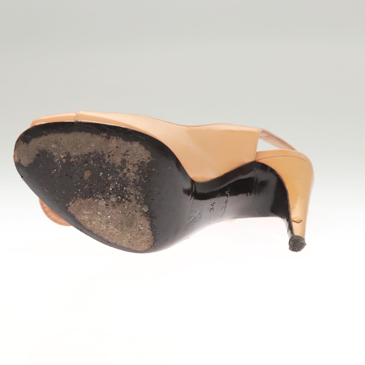 LOUIS VUITTON Pumps Enamel 34 Beige LV Auth bs24821