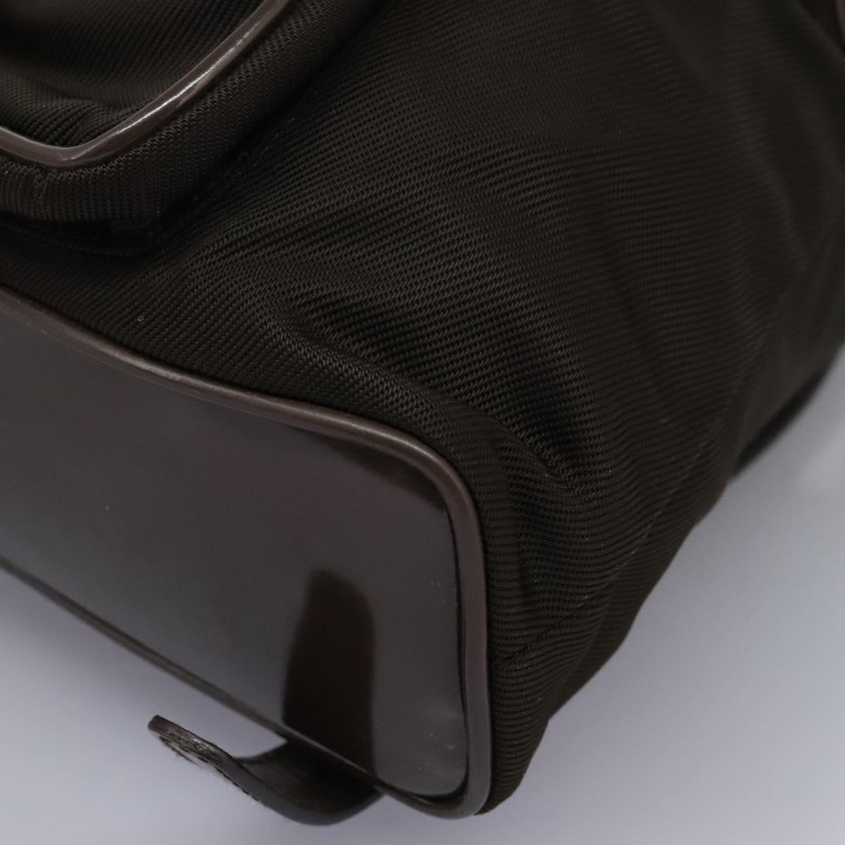 GUCCI Bamboo Backpack Nylon Brown Silver 003 1998 0030 Auth bs24832