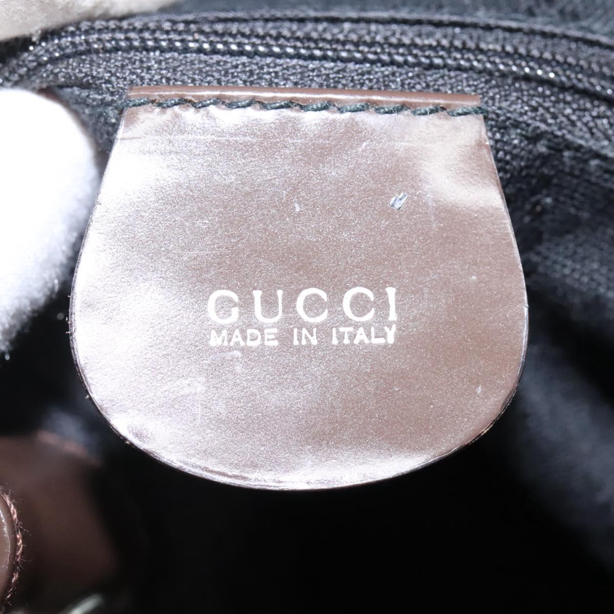 GUCCI Bamboo Backpack Nylon Brown Silver 003 1998 0030 Auth bs24832