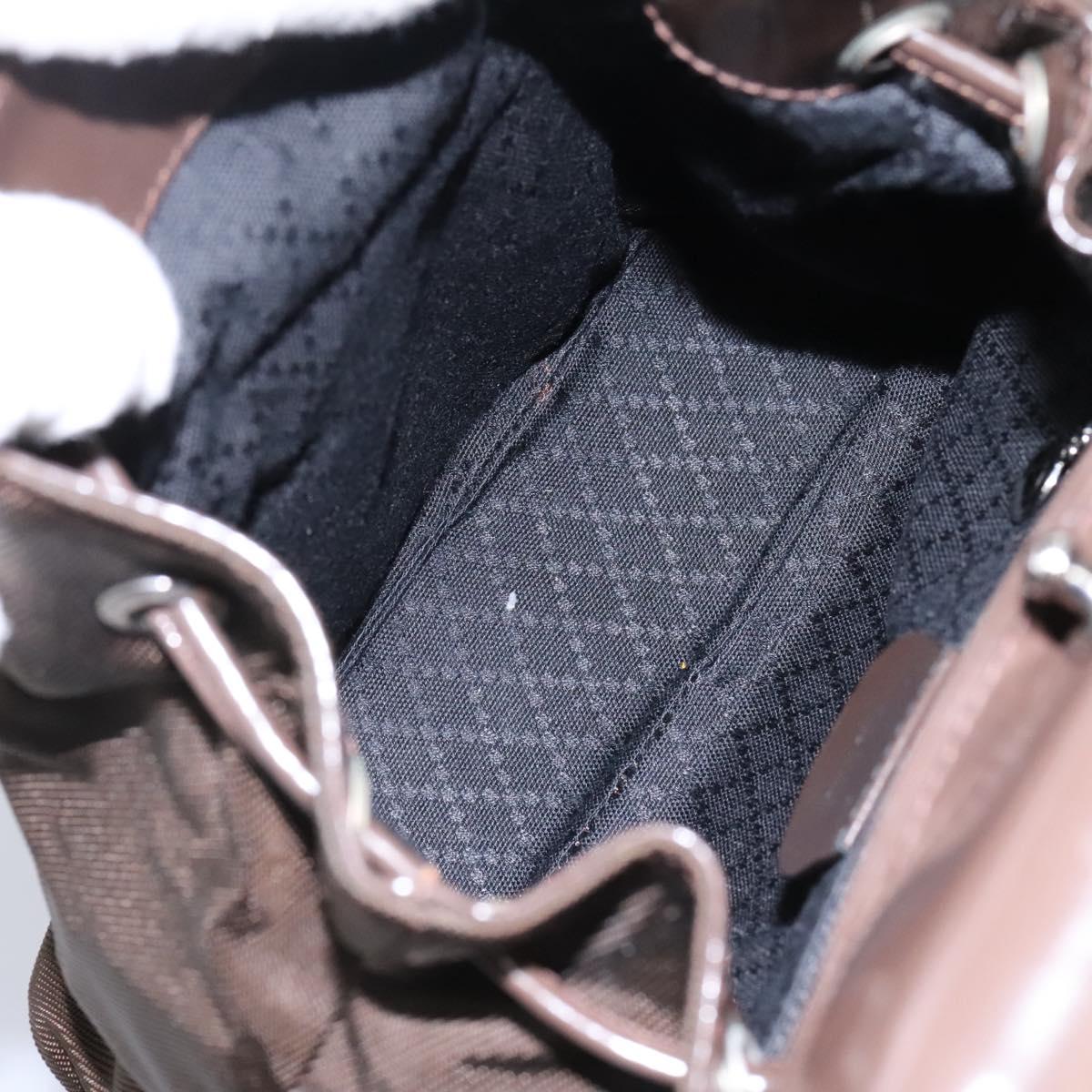 GUCCI Bamboo Backpack Nylon Brown Silver 003 1998 0030 Auth bs24832