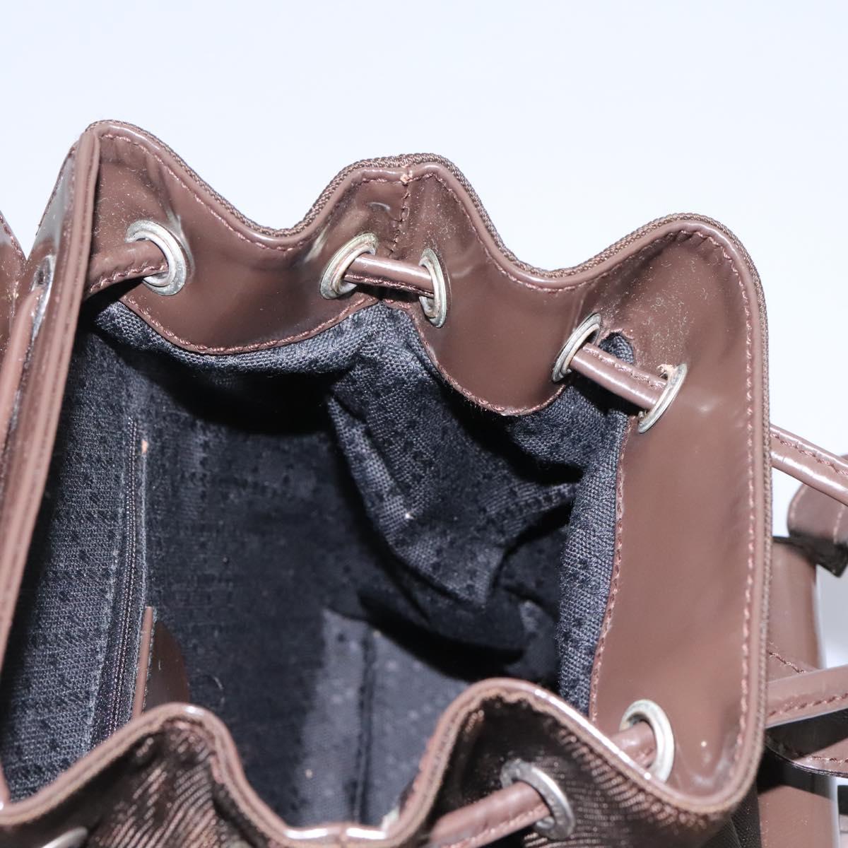 GUCCI Bamboo Backpack Nylon Brown Silver 003 1998 0030 Auth bs24832