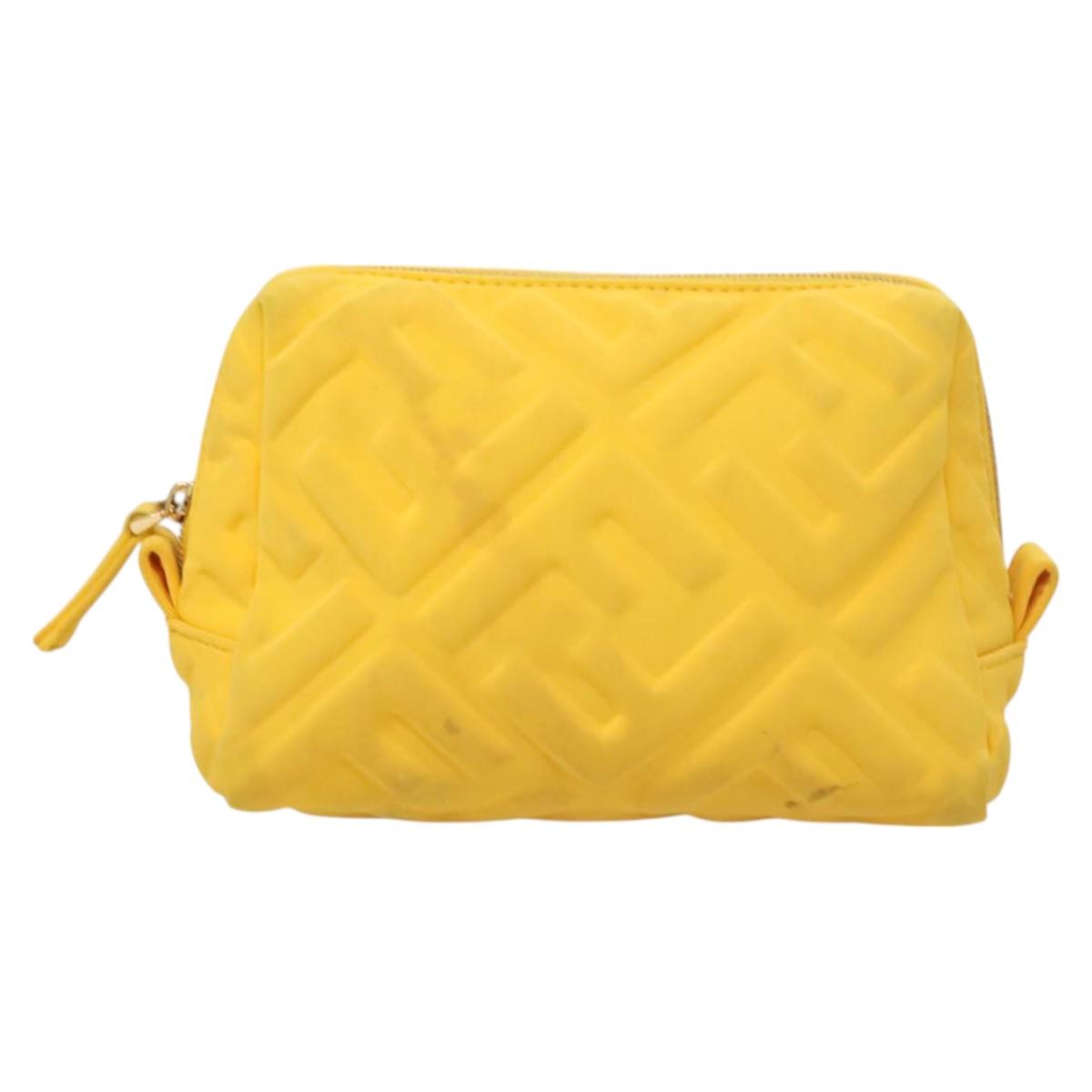 FENDI Pouch Nylon Yellow Gold Auth bs24840