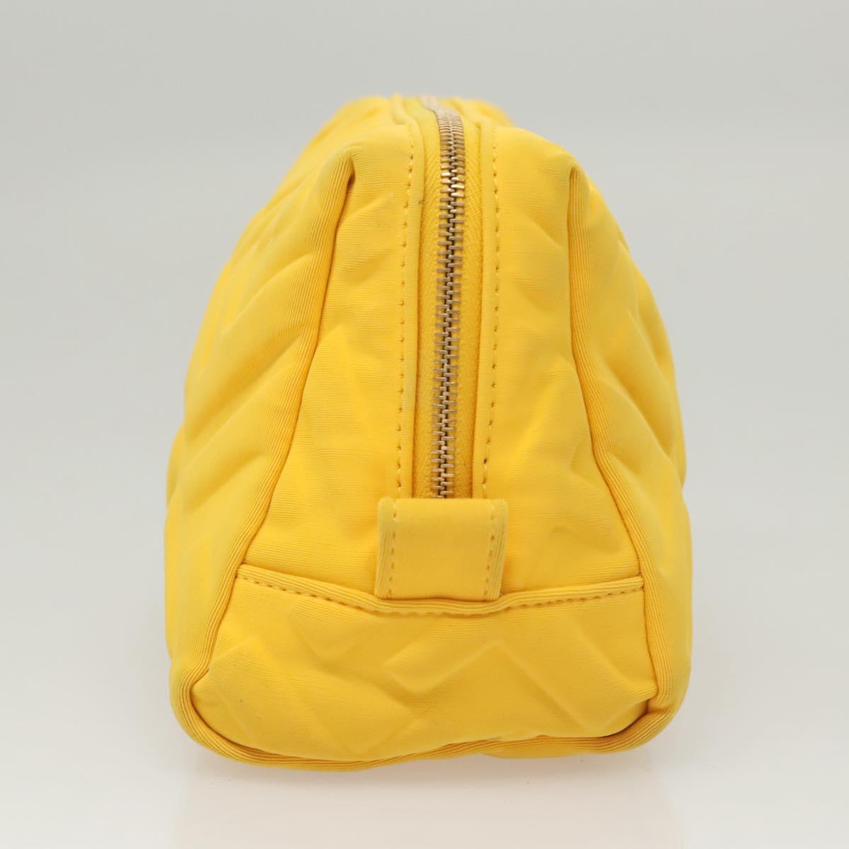 FENDI Pouch Nylon Yellow Gold Auth bs24840