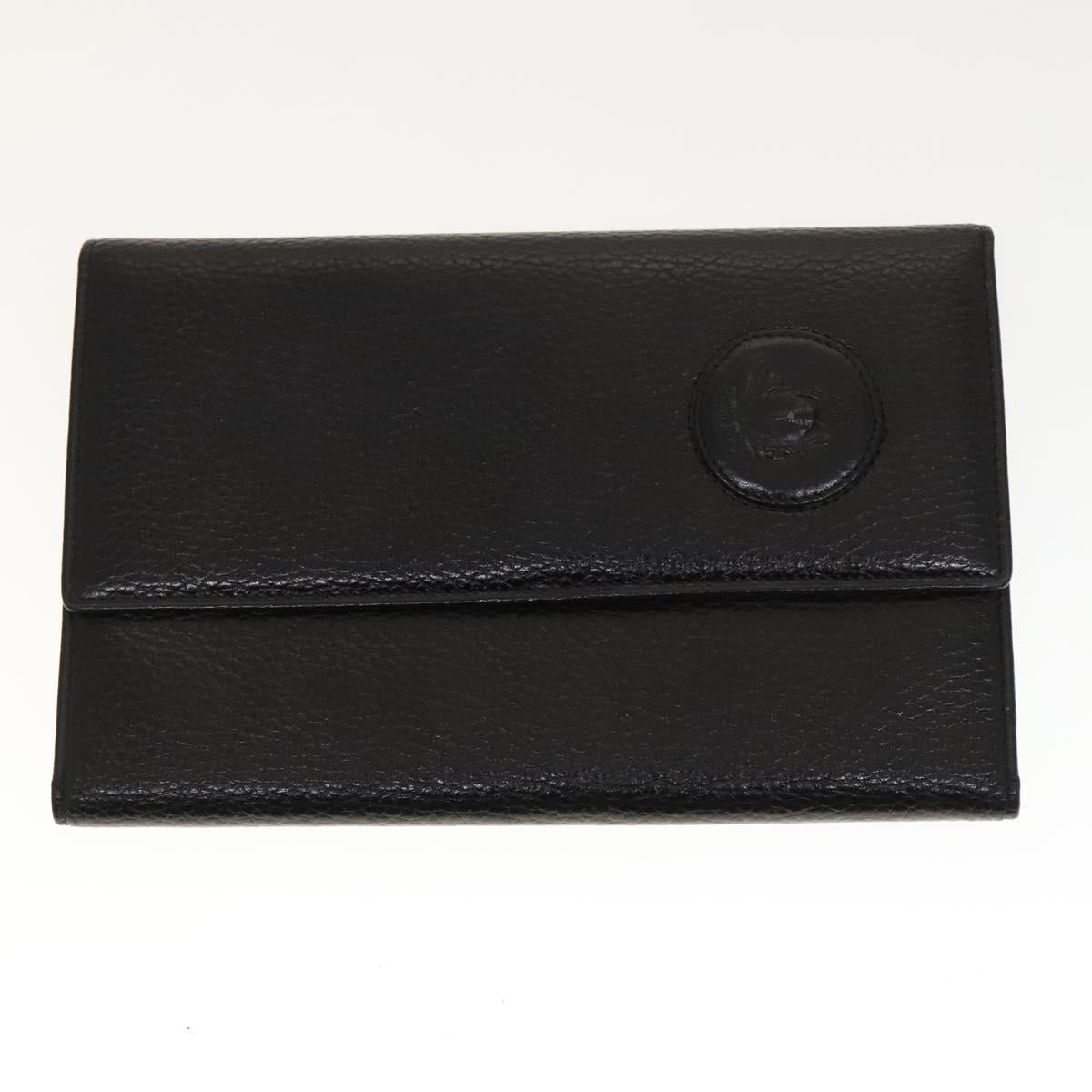 VERSACE Wallet Leather 2Set Black Brown Auth bs24841
