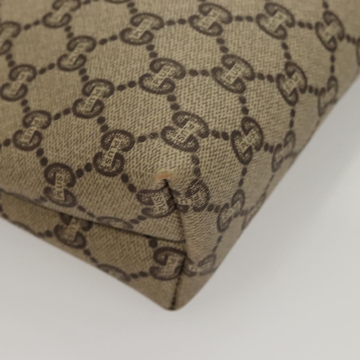 GUCCI GG Plus Supreme Clutch Bag PVC Leather Beige Gold Auth bs24854