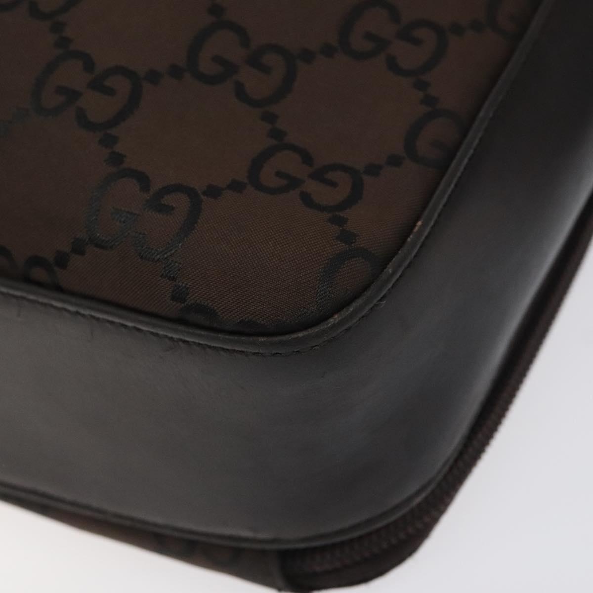 GUCCI GG Canvas Shoulder Bag Brown Silver 001 3294 Auth bs24855
