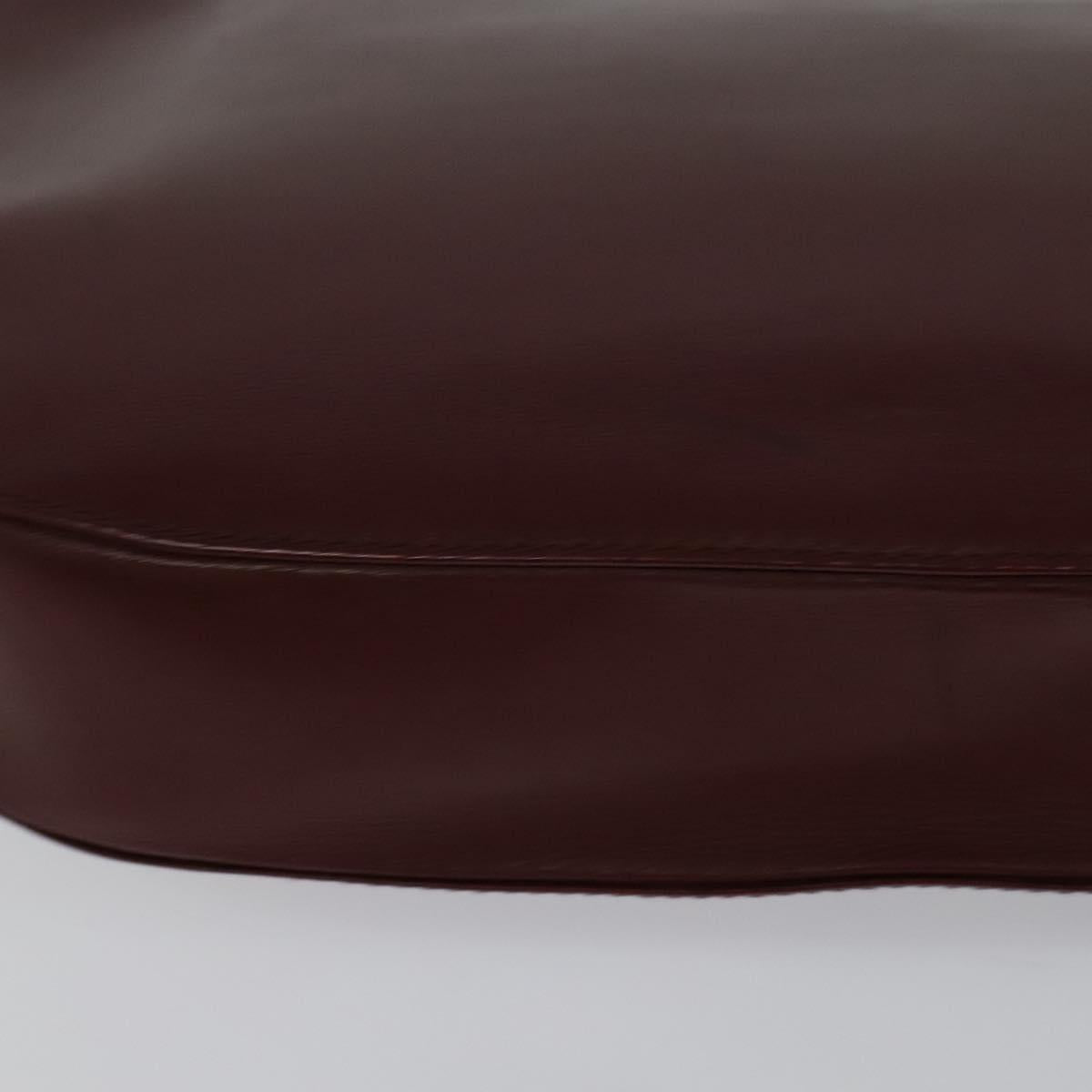 CARTIER Clutch Bag Leather Bordeaux Gold Auth bs24868