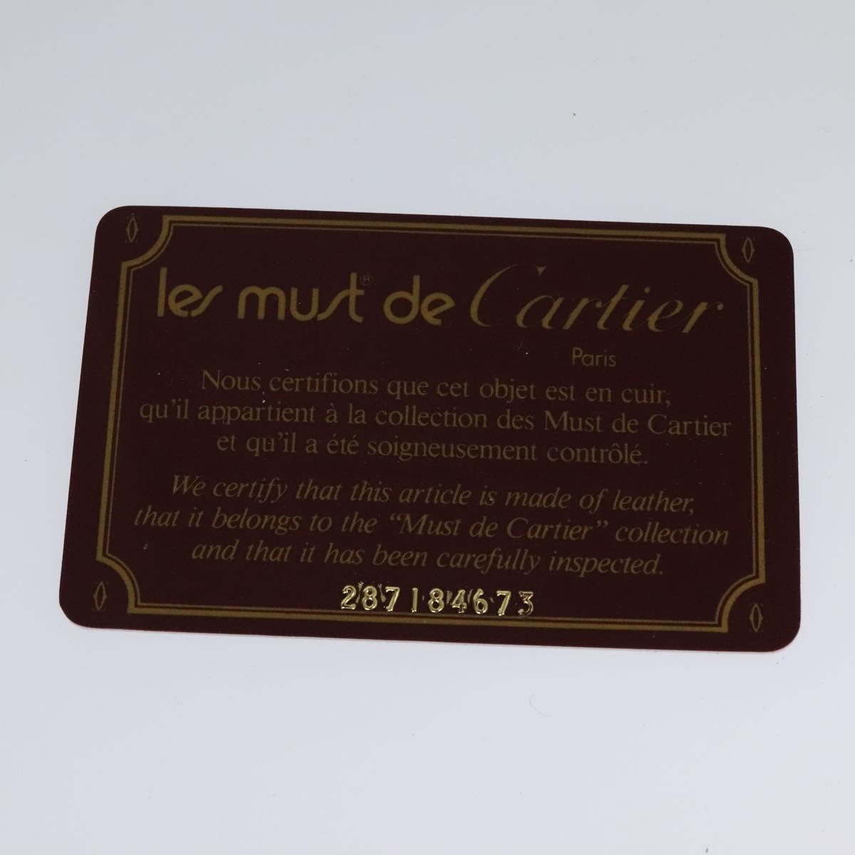 CARTIER Clutch Bag Leather Bordeaux Gold Auth bs24868