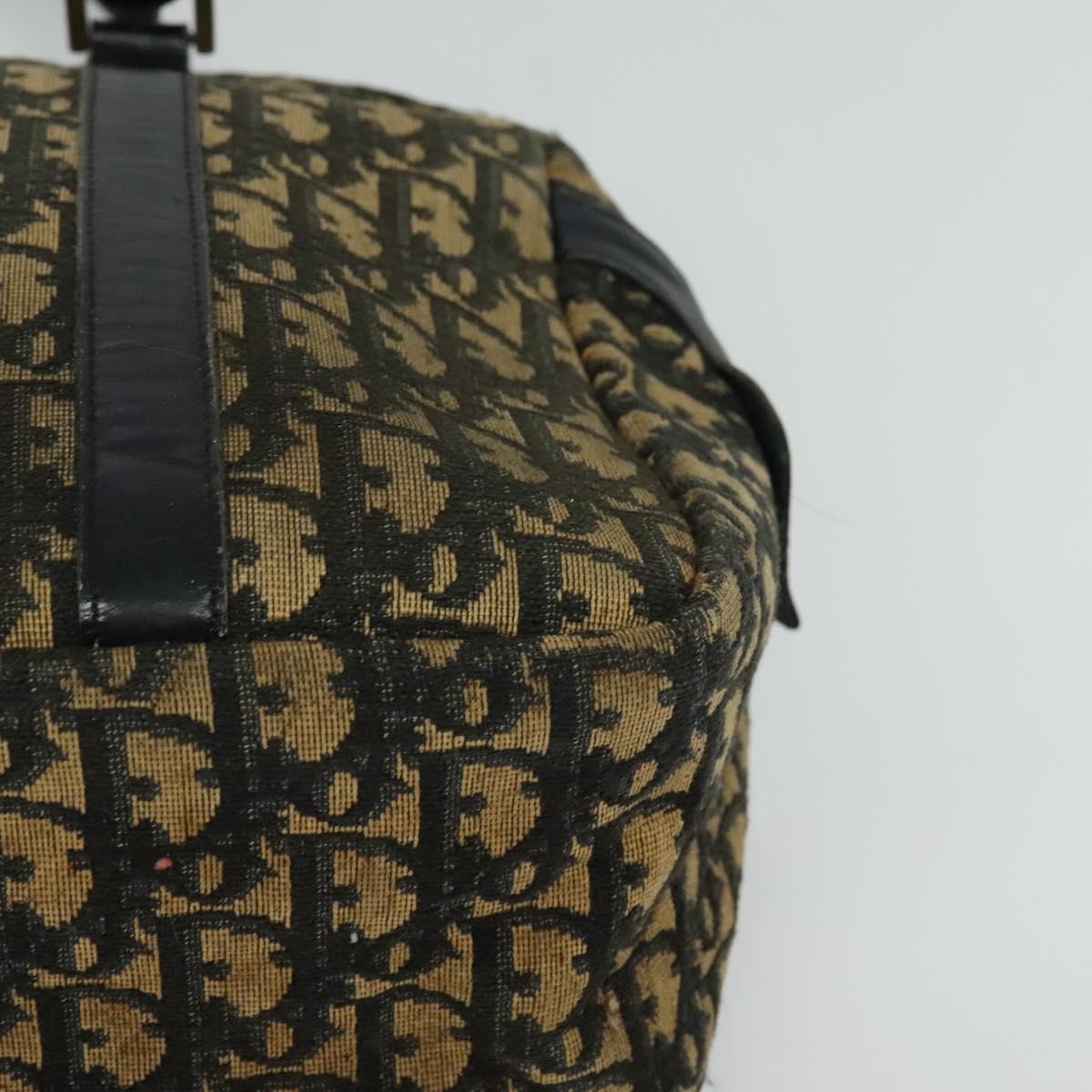 Christian Dior Trotter Canvas Hand Bag Navy Gold Auth bs24896