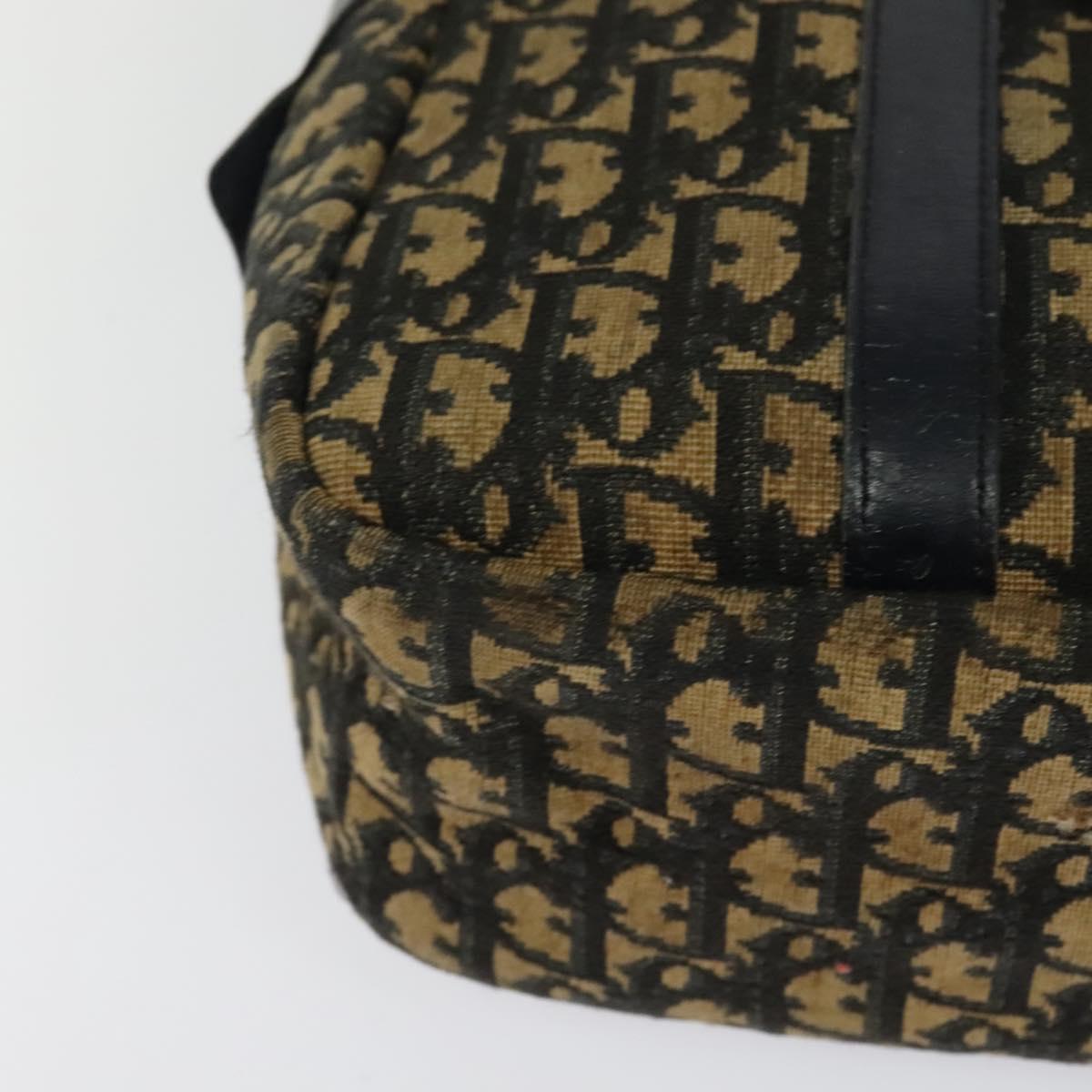 Christian Dior Trotter Canvas Hand Bag Navy Gold Auth bs24896