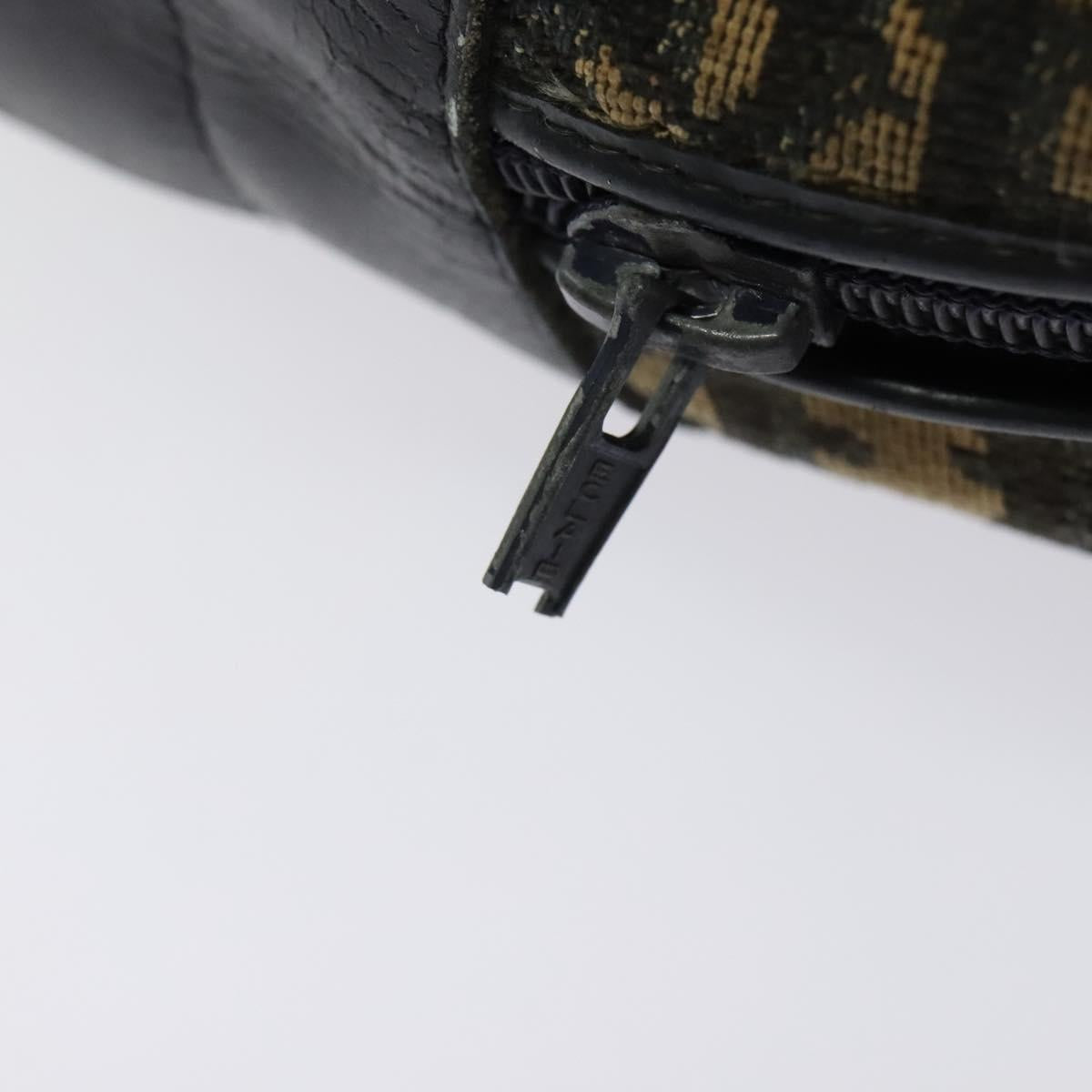 Christian Dior Trotter Canvas Hand Bag Navy Gold Auth bs24896