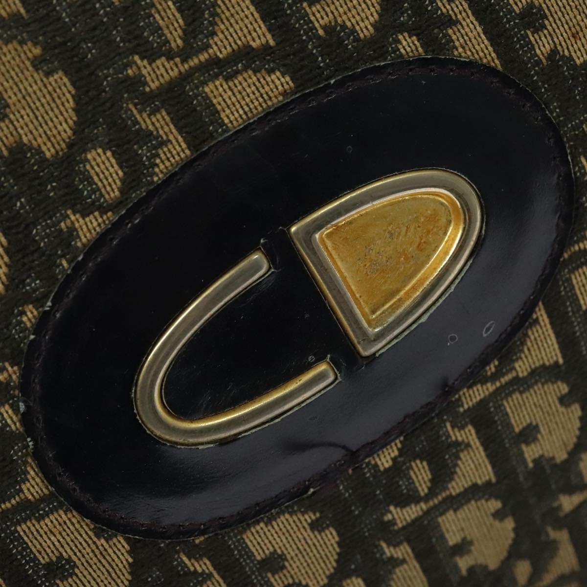 Christian Dior Trotter Canvas Hand Bag Navy Gold Auth bs24896