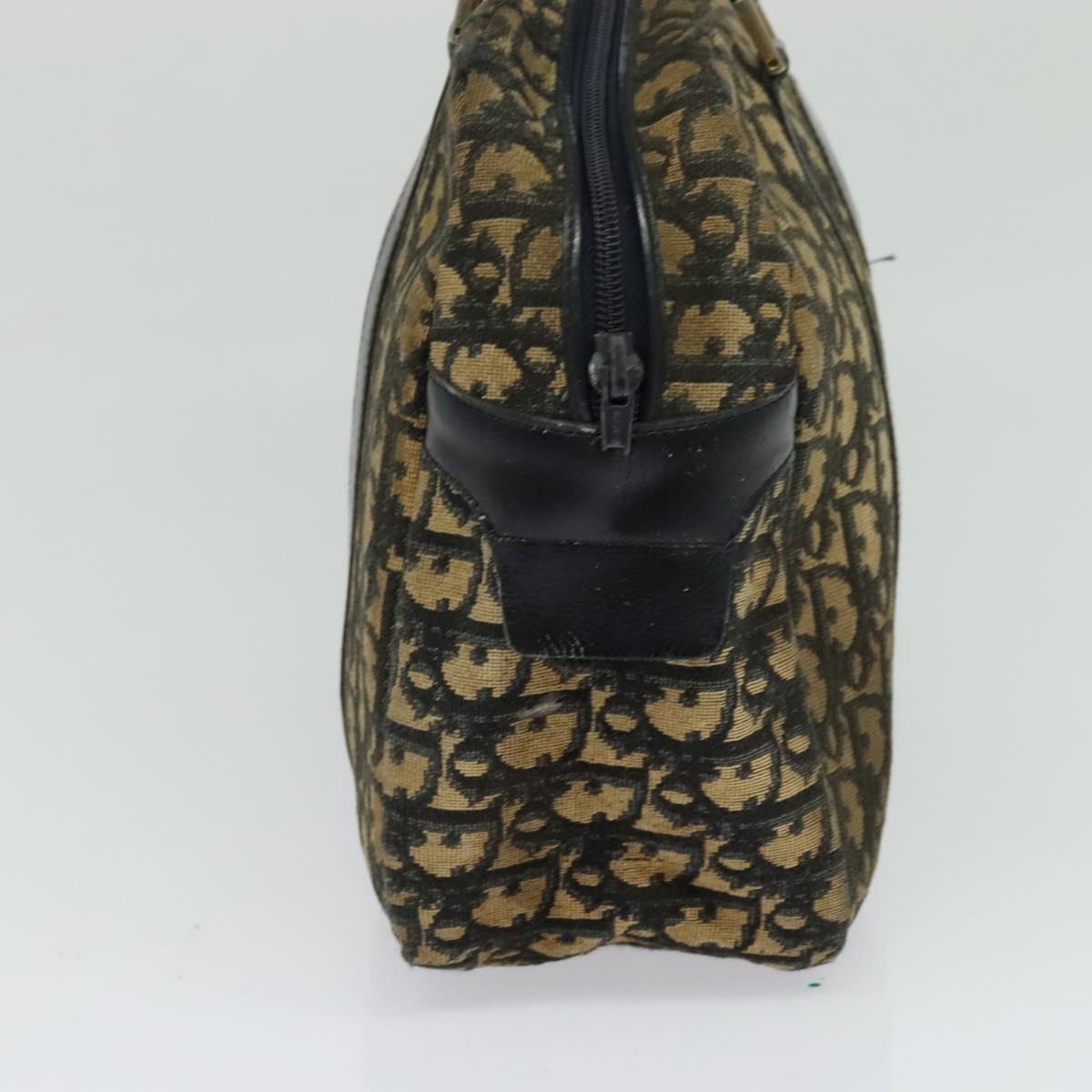 Christian Dior Trotter Canvas Hand Bag Navy Gold Auth bs24896