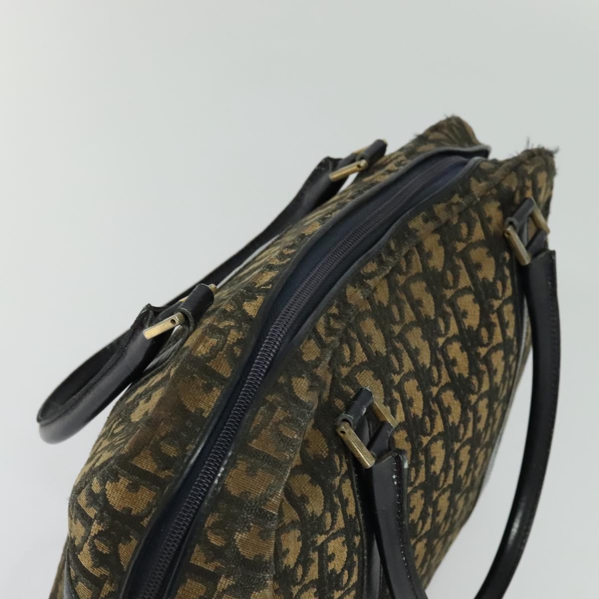 Christian Dior Trotter Canvas Hand Bag Navy Gold Auth bs24896