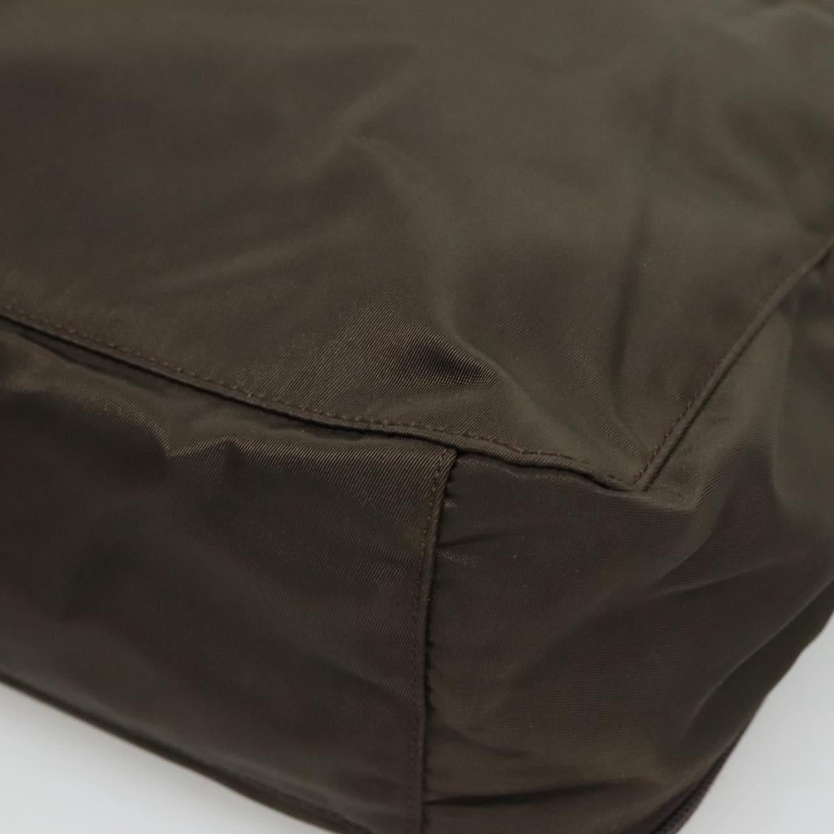 PRADA Hand Bag Nylon Khaki Silver Auth bs24908