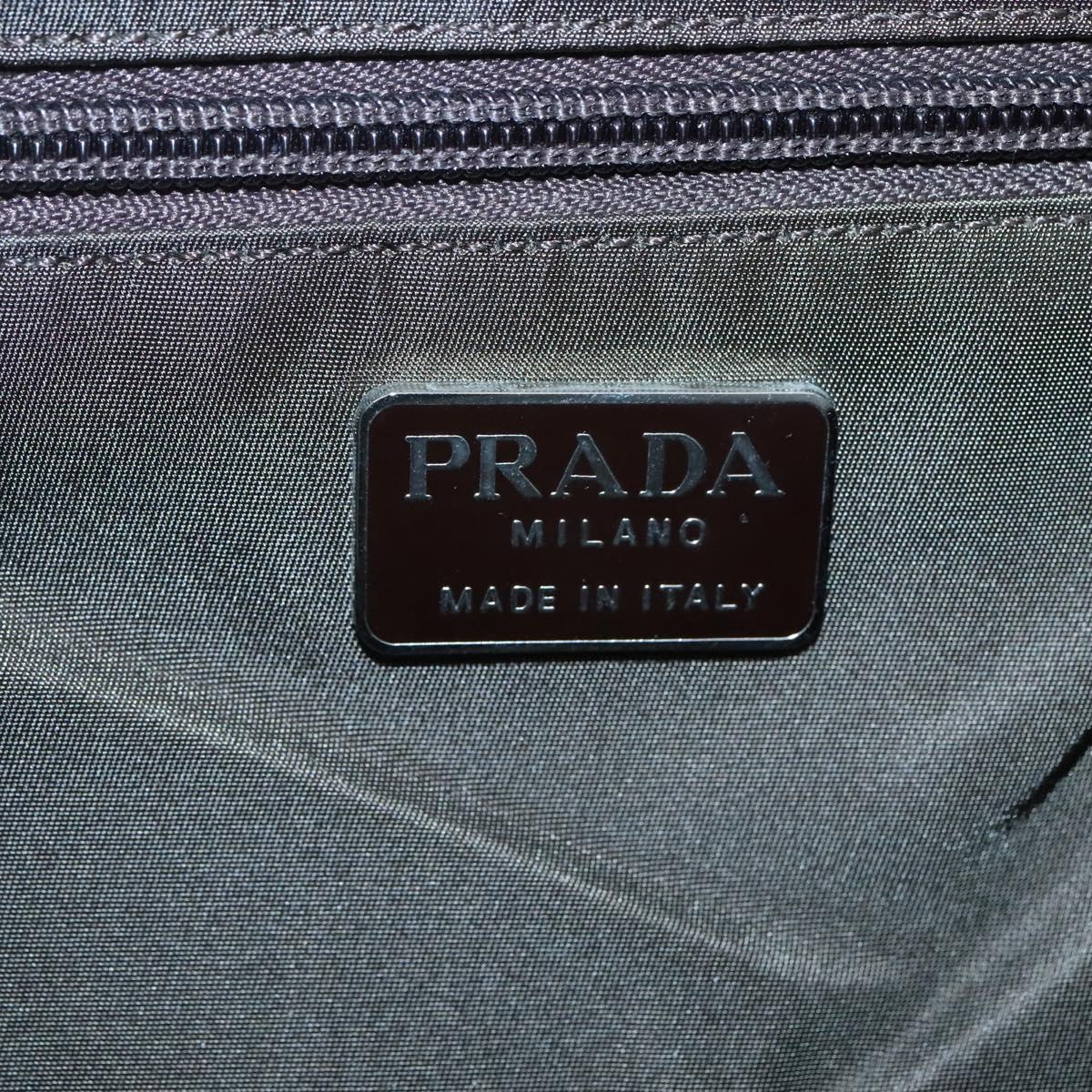 PRADA Hand Bag Nylon Khaki Silver Auth bs24908
