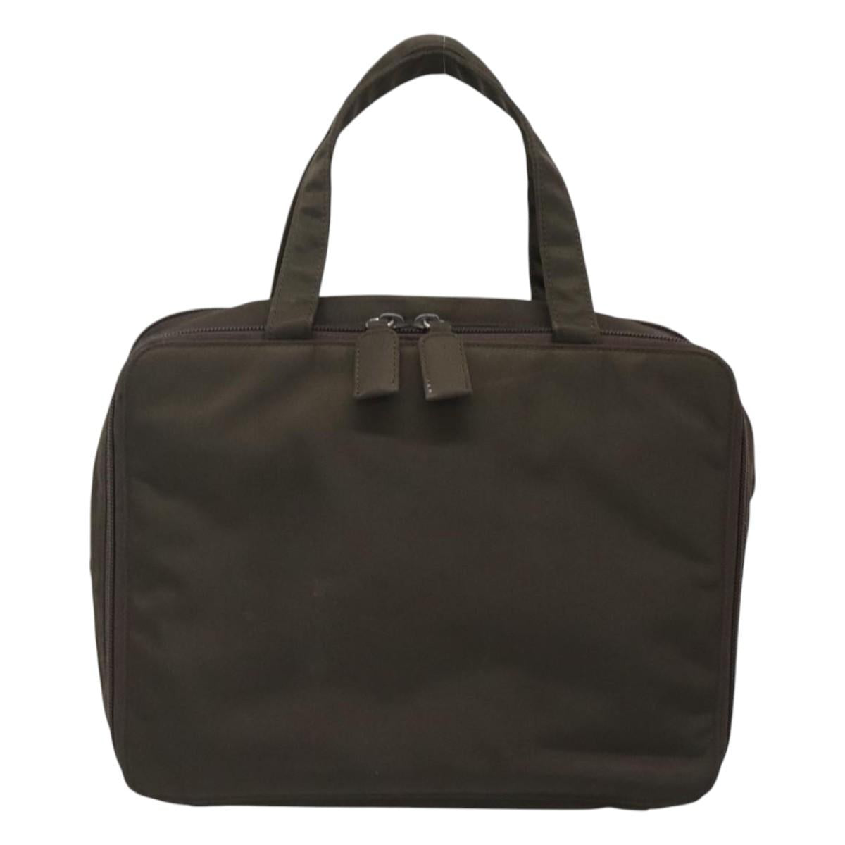 PRADA Hand Bag Nylon Khaki Silver Auth bs24908