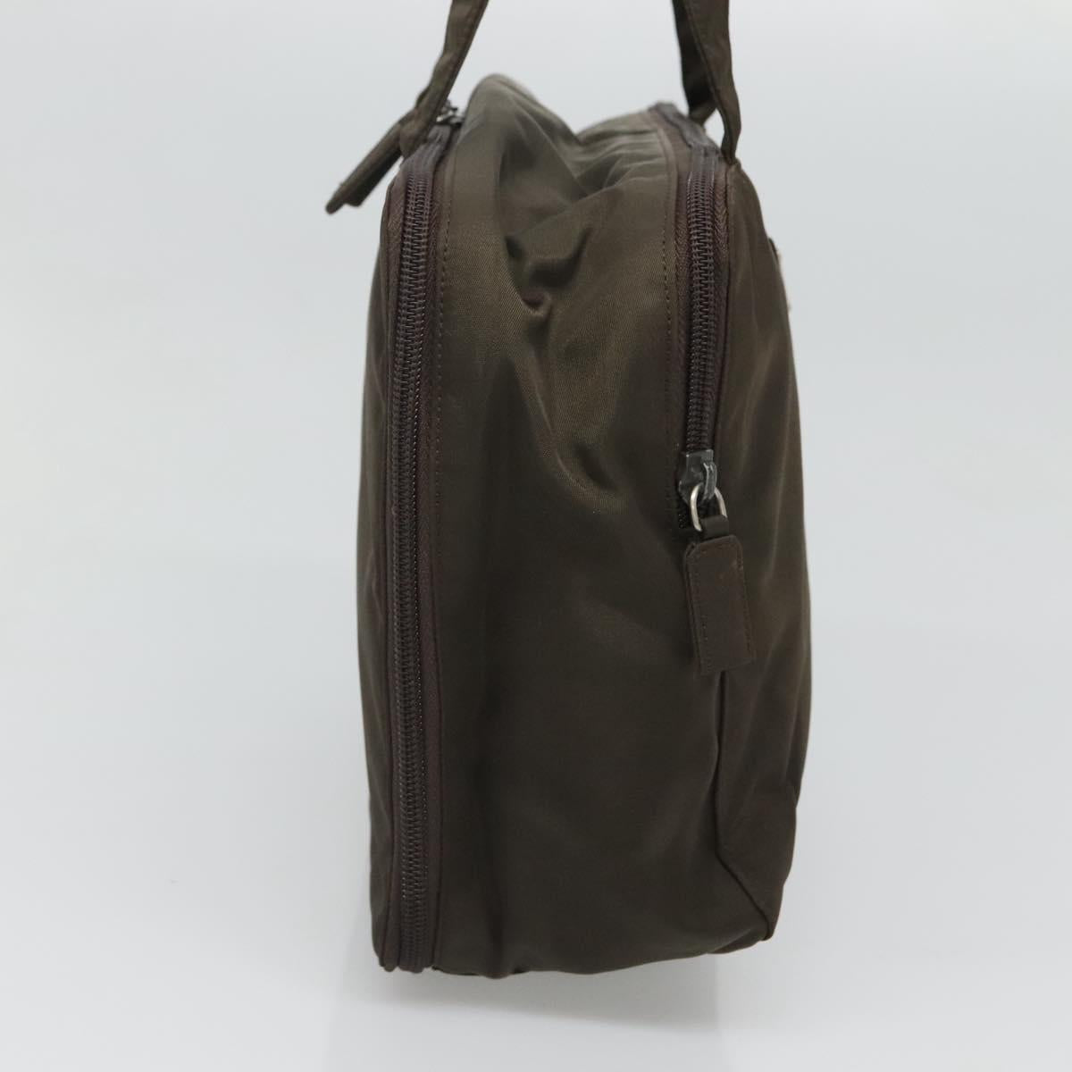 PRADA Hand Bag Nylon Khaki Silver Auth bs24908