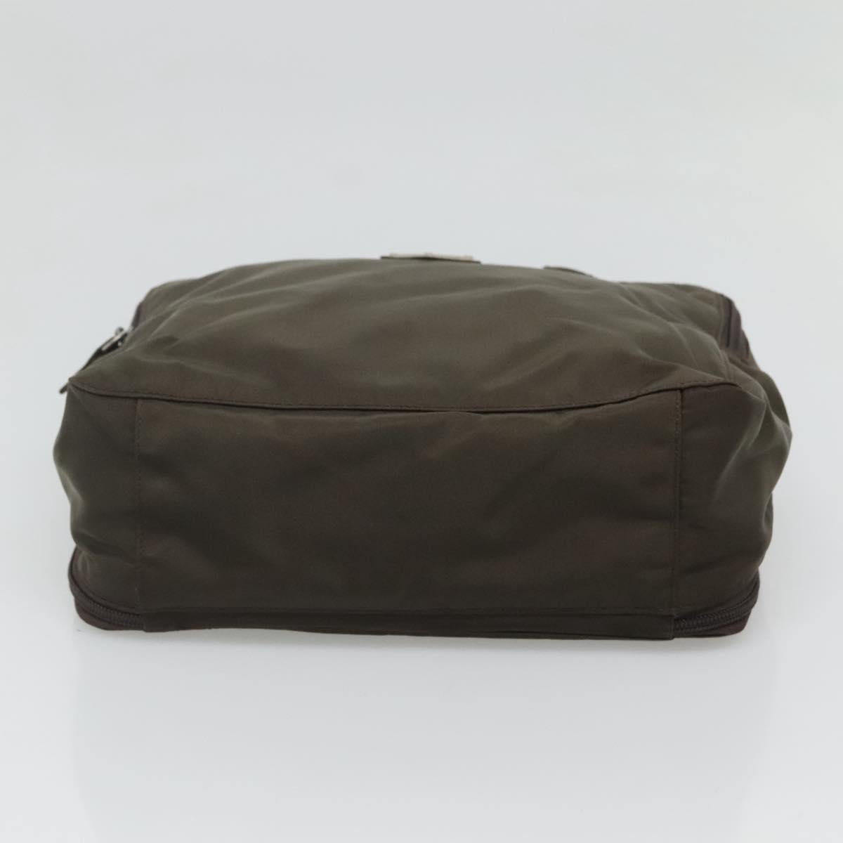 PRADA Hand Bag Nylon Khaki Silver Auth bs24908