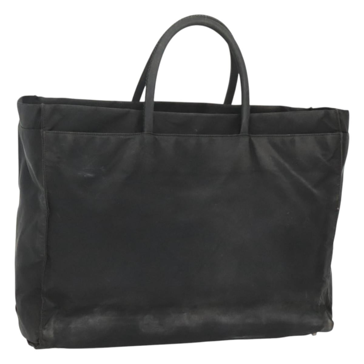 PRADA Hand Bag Nylon Black Silver Auth bs24909