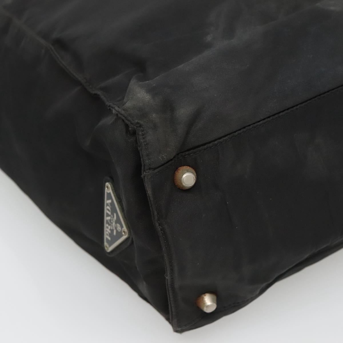 PRADA Hand Bag Nylon Black Silver Auth bs24909