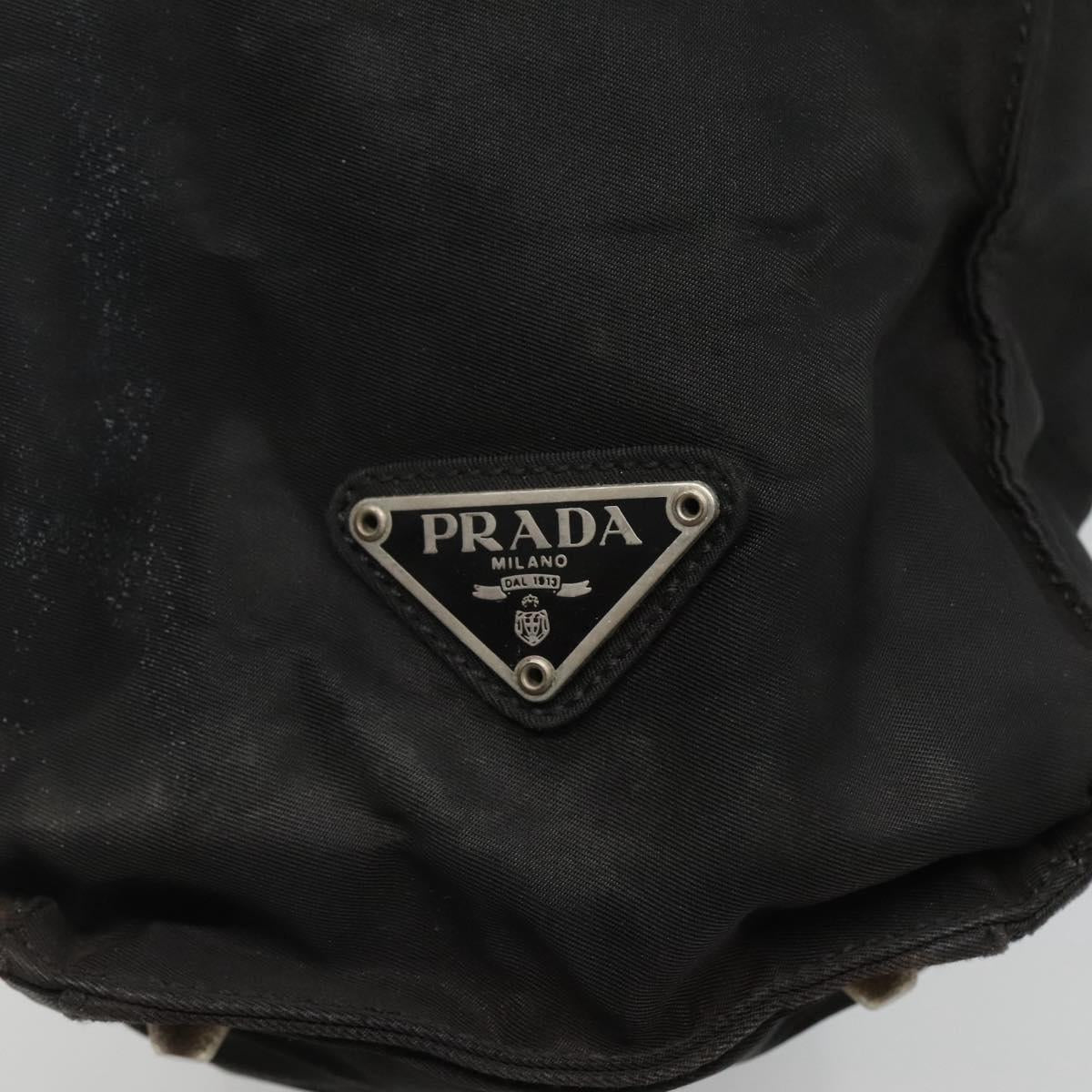 PRADA Hand Bag Nylon Black Silver Auth bs24909