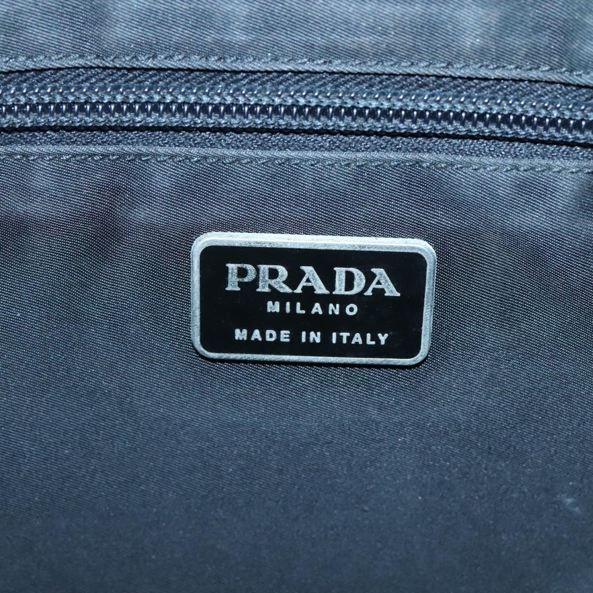 PRADA Hand Bag Nylon Black Silver Auth bs24909