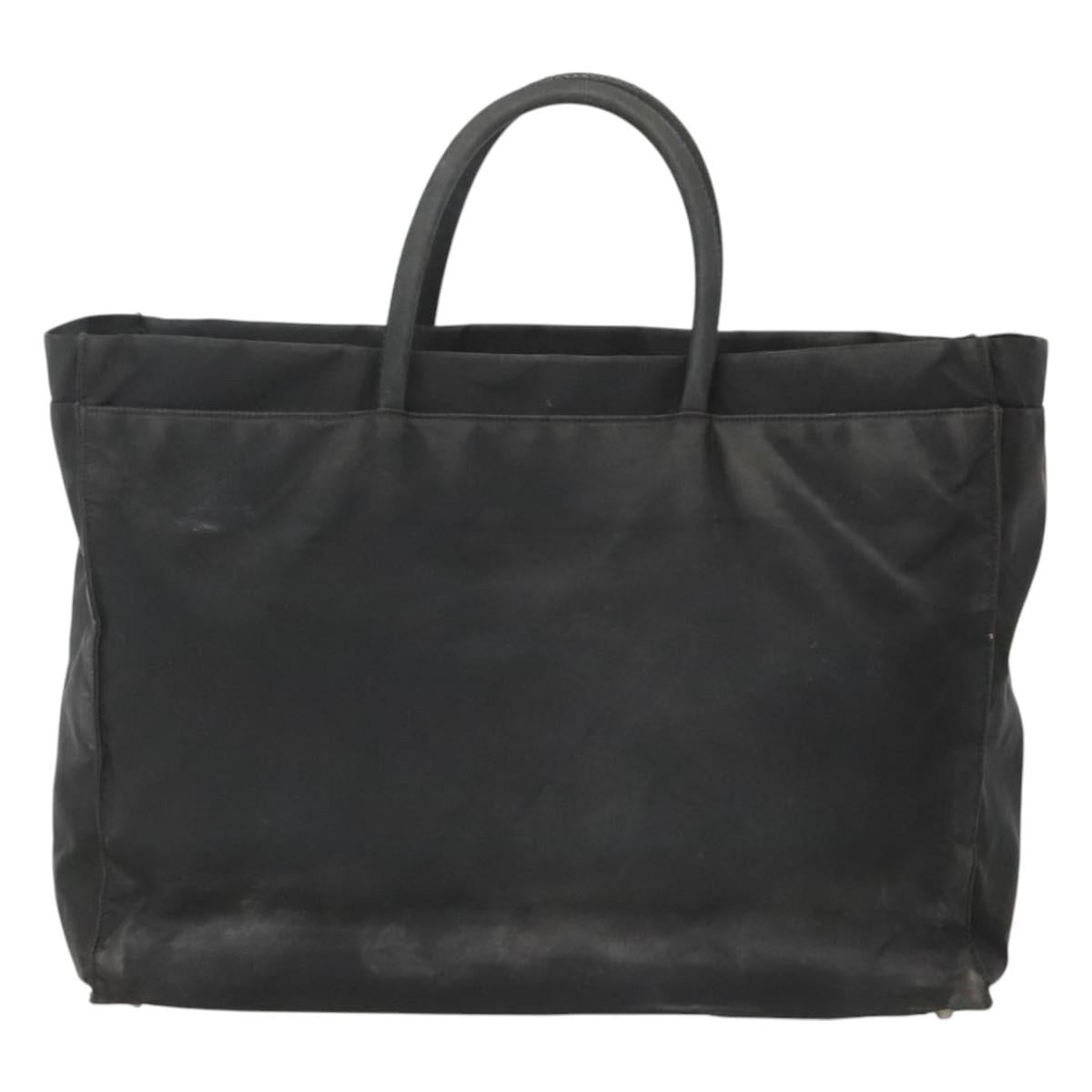 PRADA Hand Bag Nylon Black Silver Auth bs24909