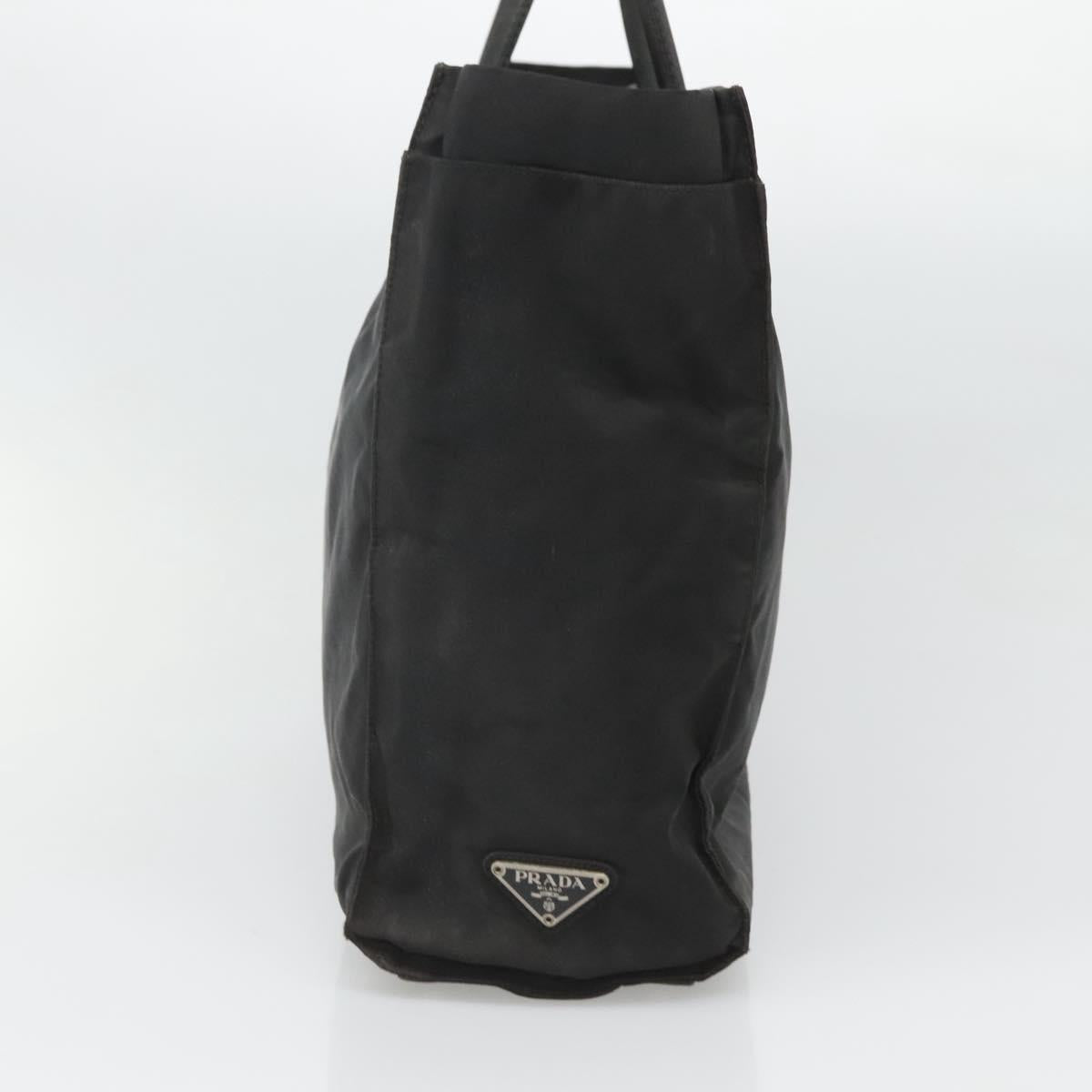 PRADA Hand Bag Nylon Black Silver Auth bs24909