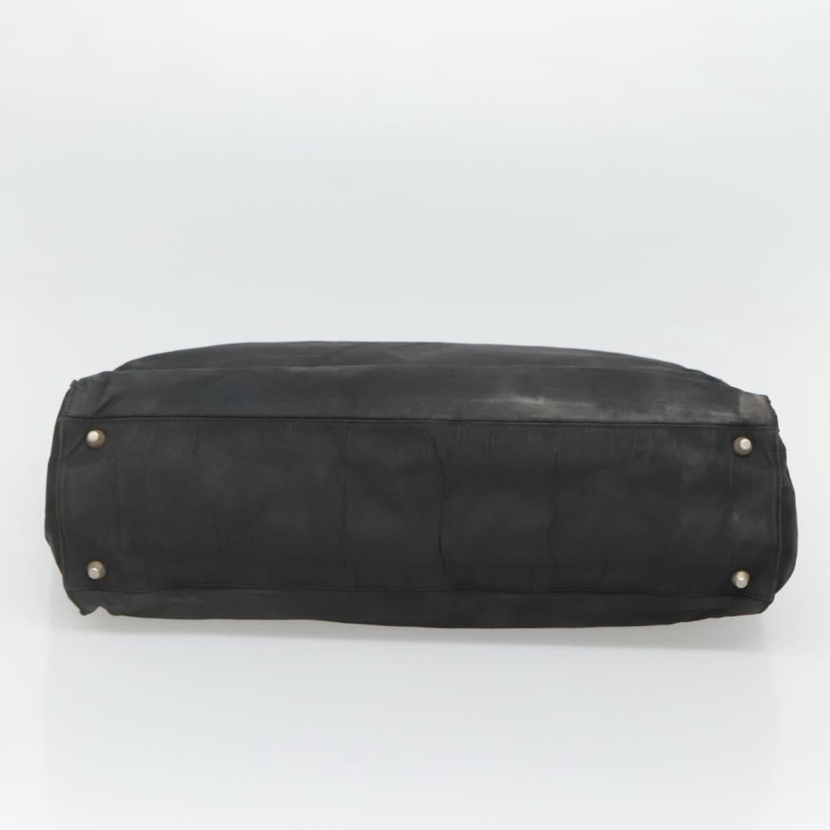 PRADA Hand Bag Nylon Black Silver Auth bs24909