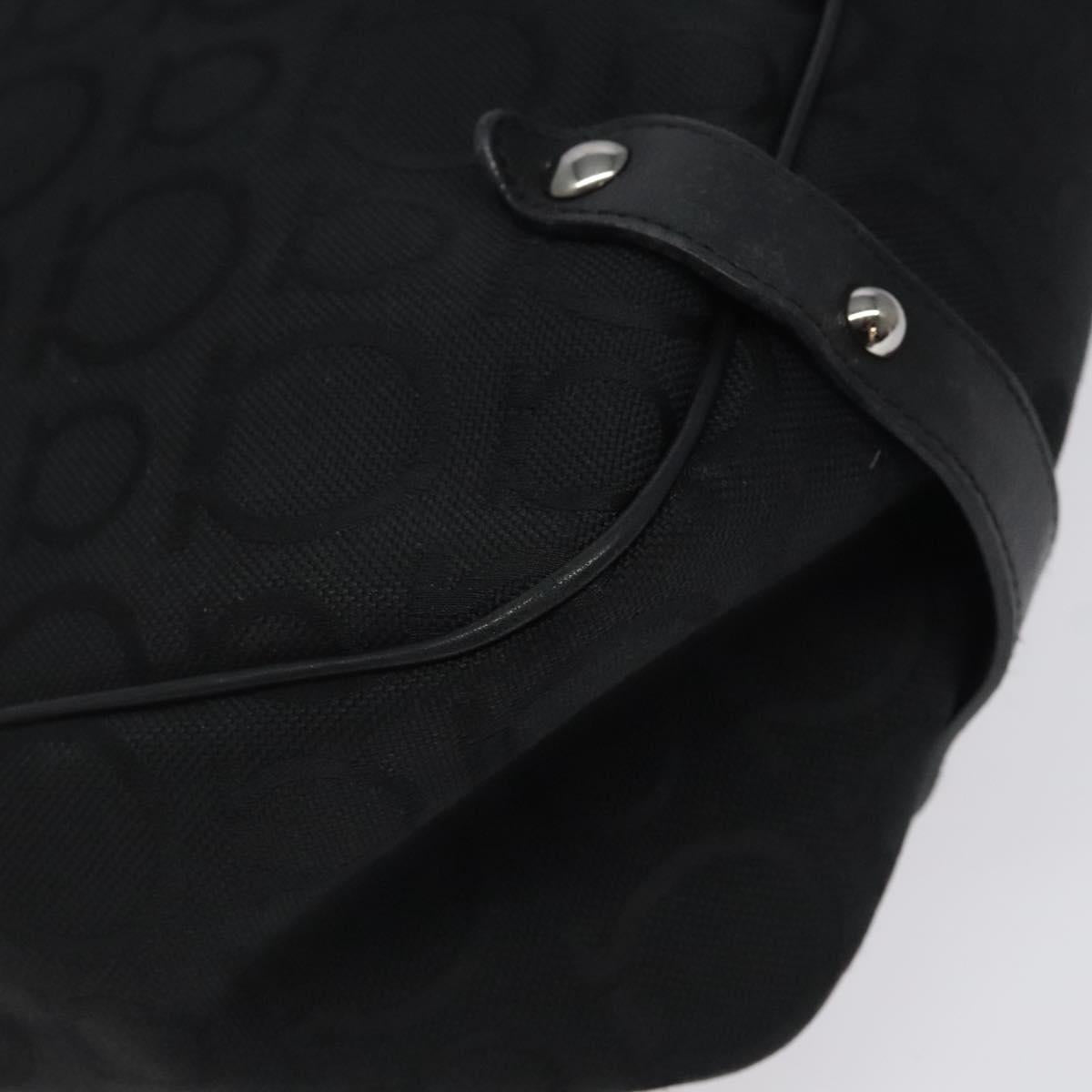 Salvatore Ferragamo Gancini Tote Bag Canvas Black Silver Auth bs24915