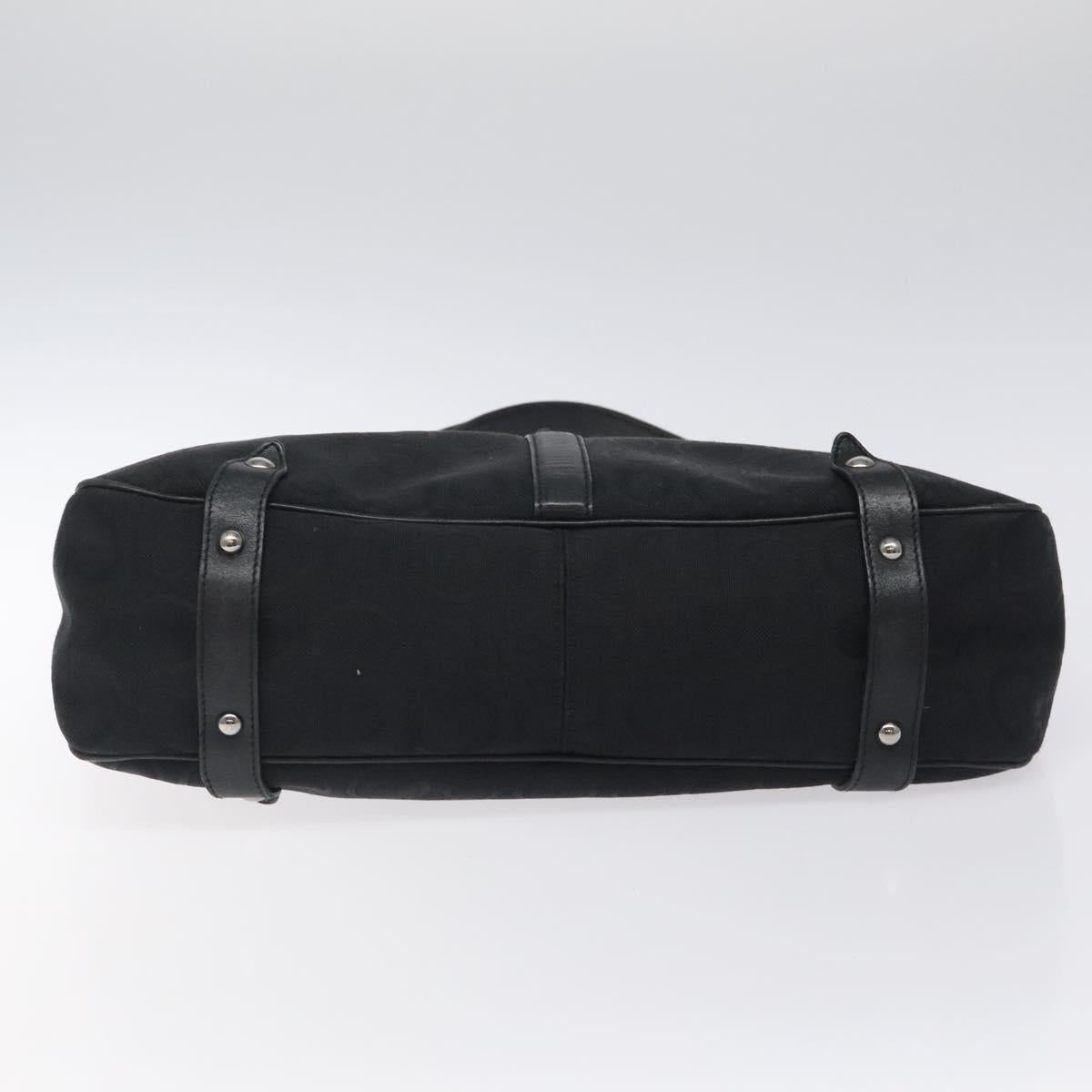 Salvatore Ferragamo Gancini Tote Bag Canvas Black Silver Auth bs24915