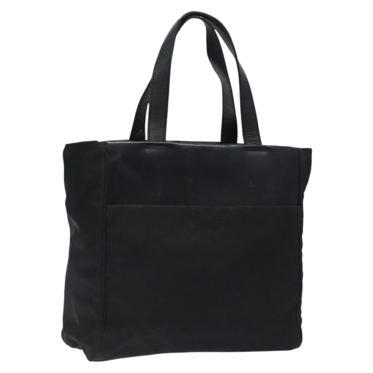 PRADA Tote Bag Nylon Black Silver Auth bs24925