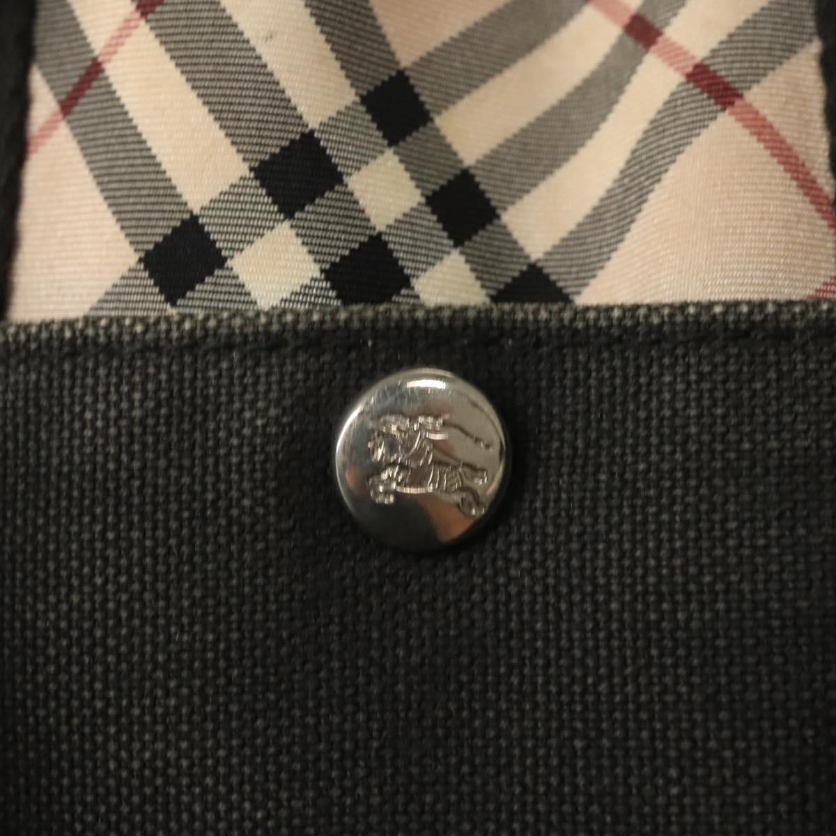 BURBERRY Nova Check Blue Label Hand Bag Canvas Nylon Black Beige Auth bs24936