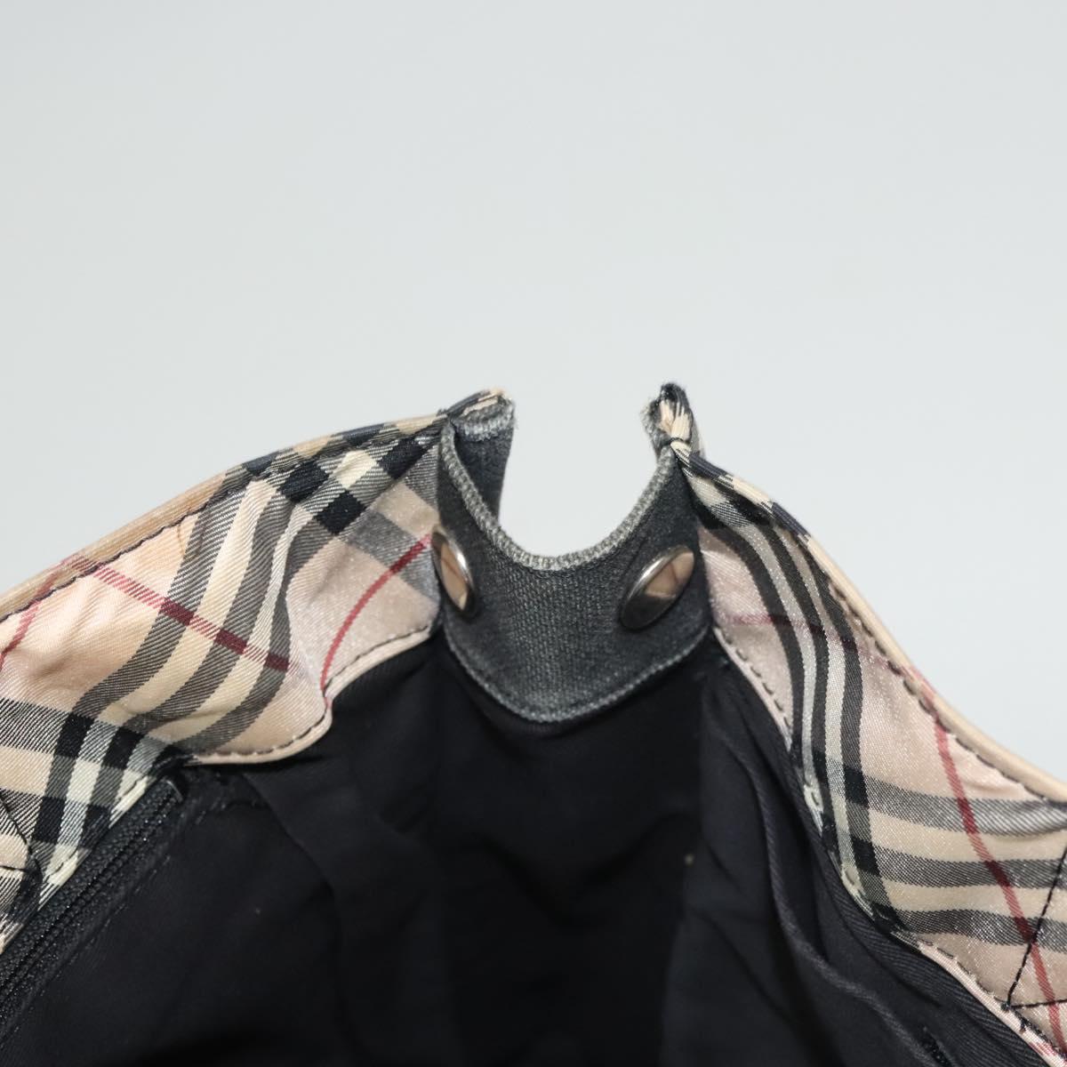 BURBERRY Nova Check Blue Label Hand Bag Canvas Nylon Black Beige Auth bs24936