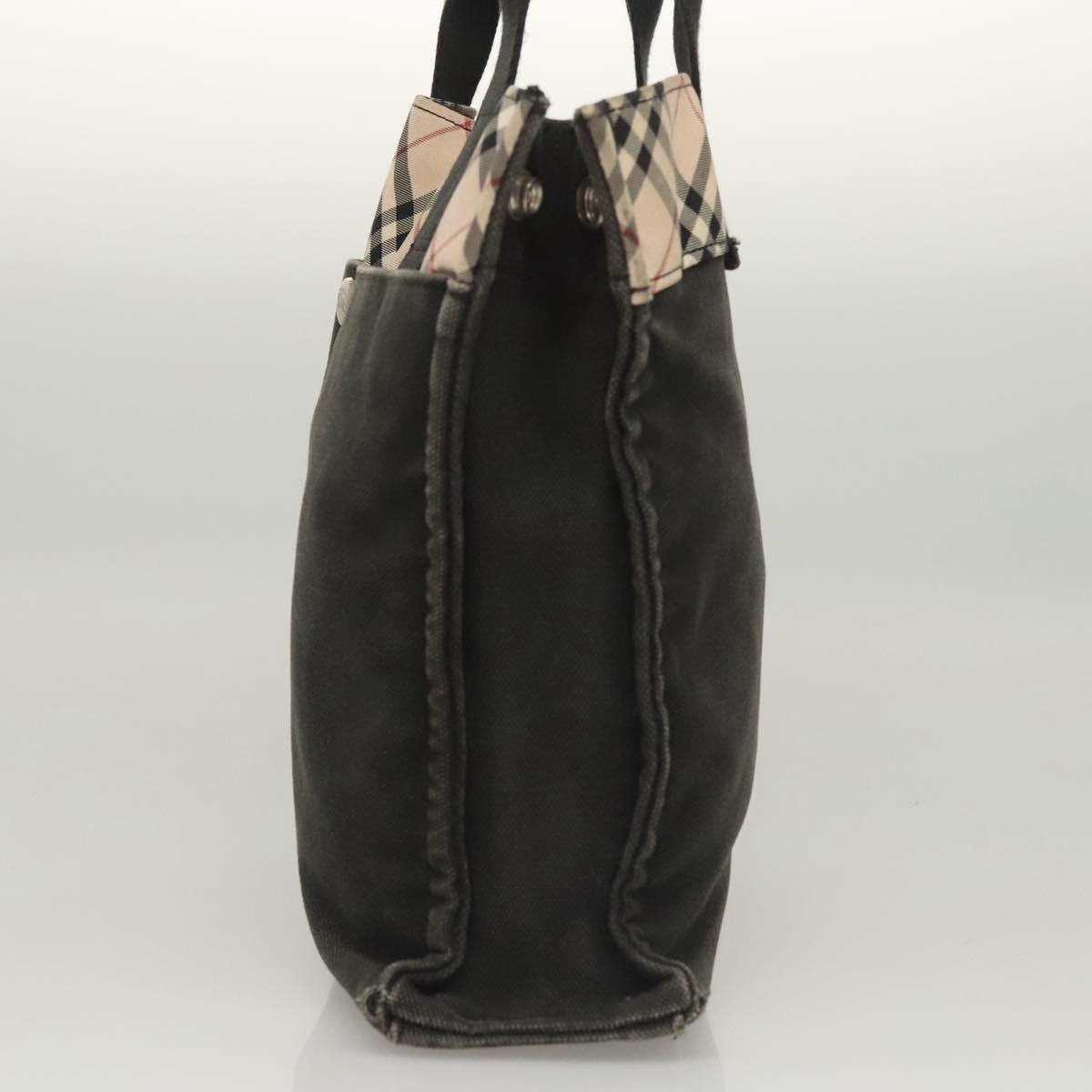 BURBERRY Nova Check Blue Label Hand Bag Canvas Nylon Black Beige Auth bs24936