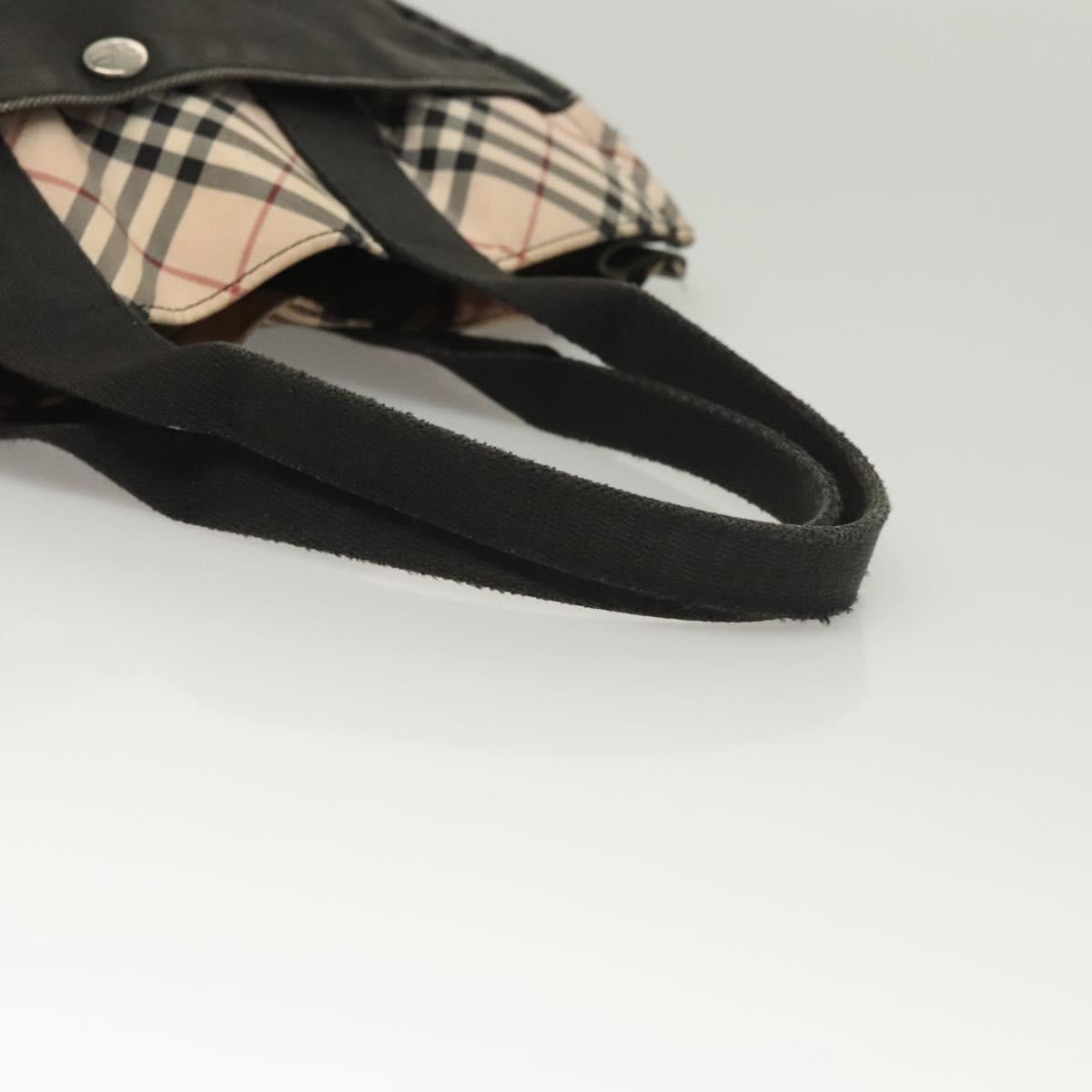 BURBERRY Nova Check Blue Label Hand Bag Canvas Nylon Black Beige Auth bs24936