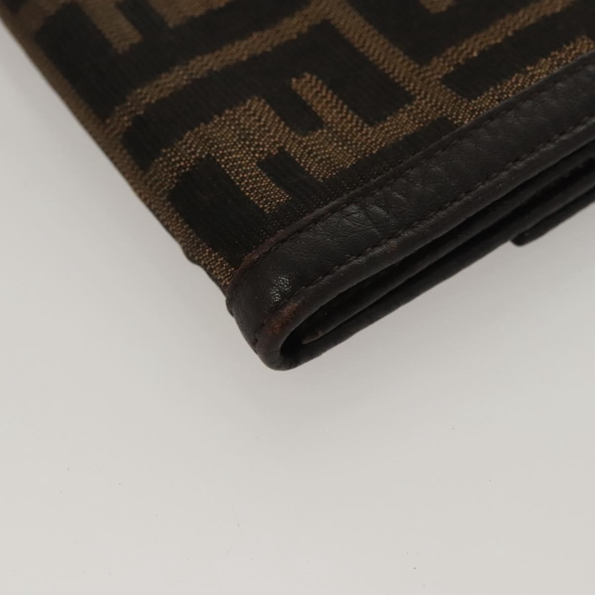 FENDI Zucca Canvas Wallet Black Brown Silver Auth bs24942