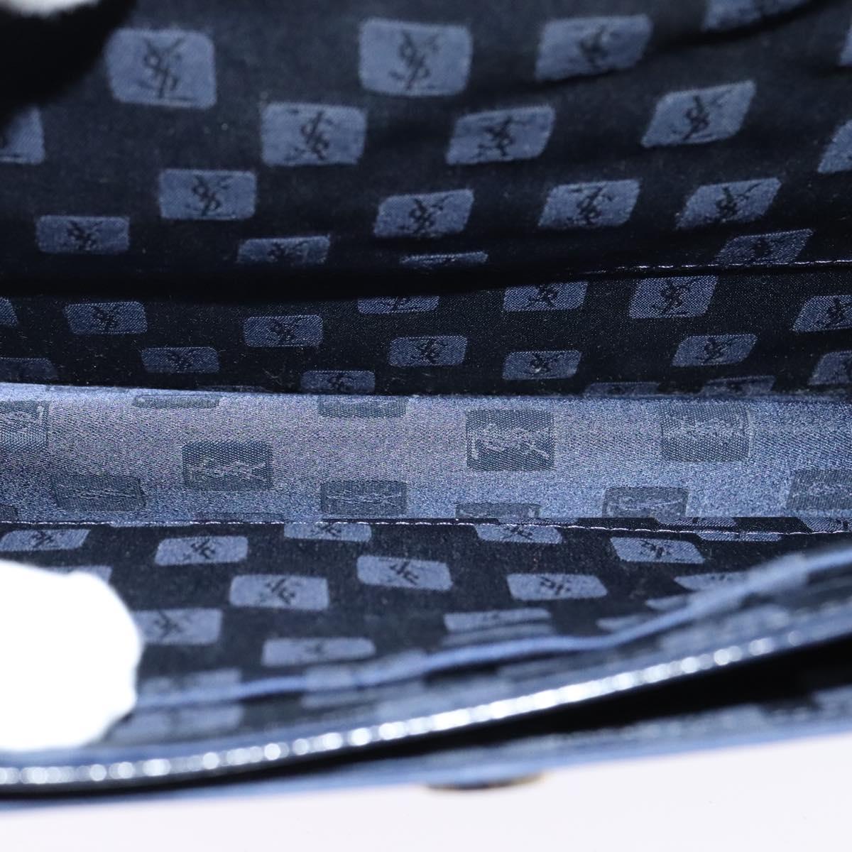 SAINT LAURENT Shoulder Bag Leather Blue Gold Auth bs24959