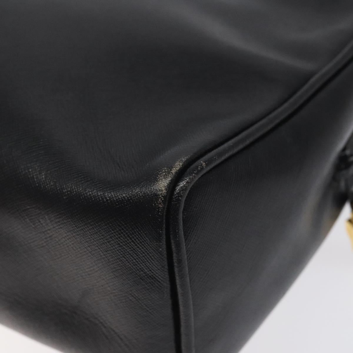 LOEWE Anagram Clutch Bag Leather Black Gold Auth bs24960