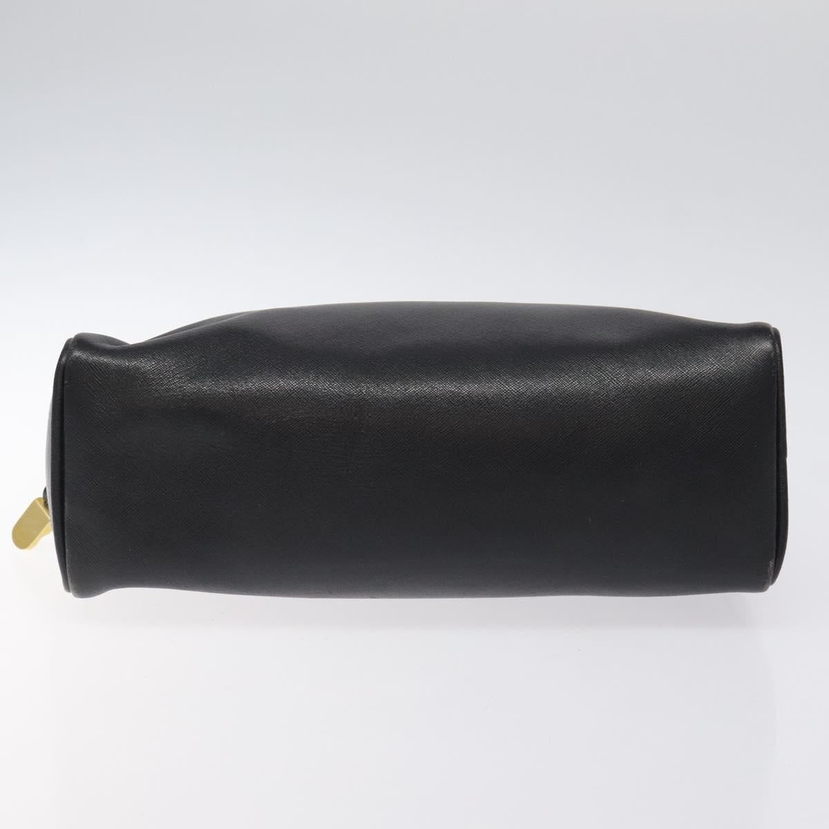 LOEWE Anagram Clutch Bag Leather Black Gold Auth bs24960