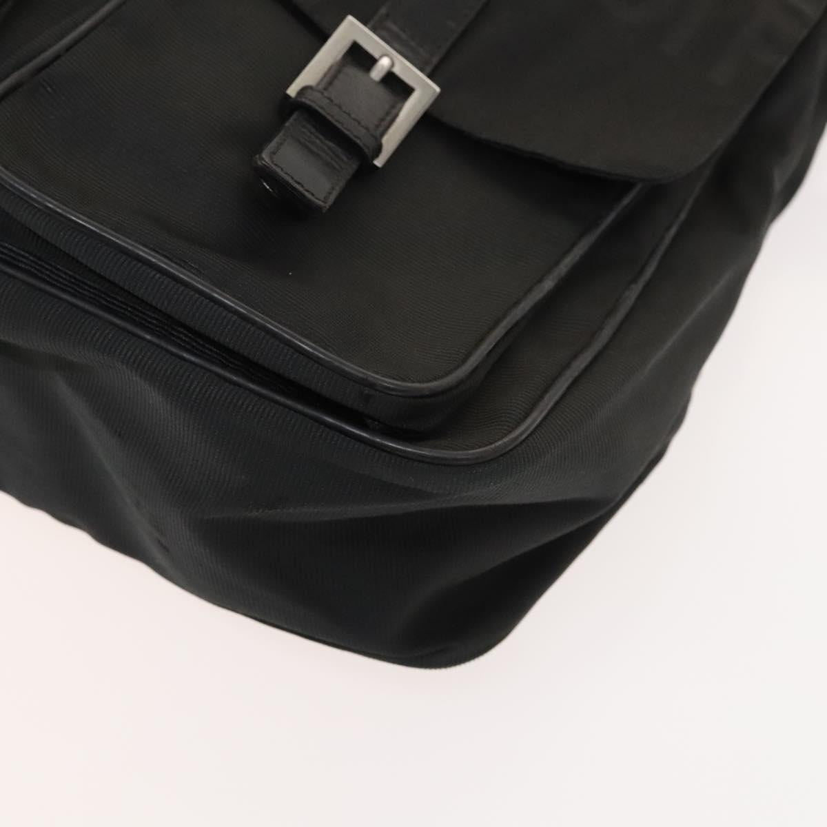 FENDI Shoulder Bag Nylon Black Silver Auth bs24965