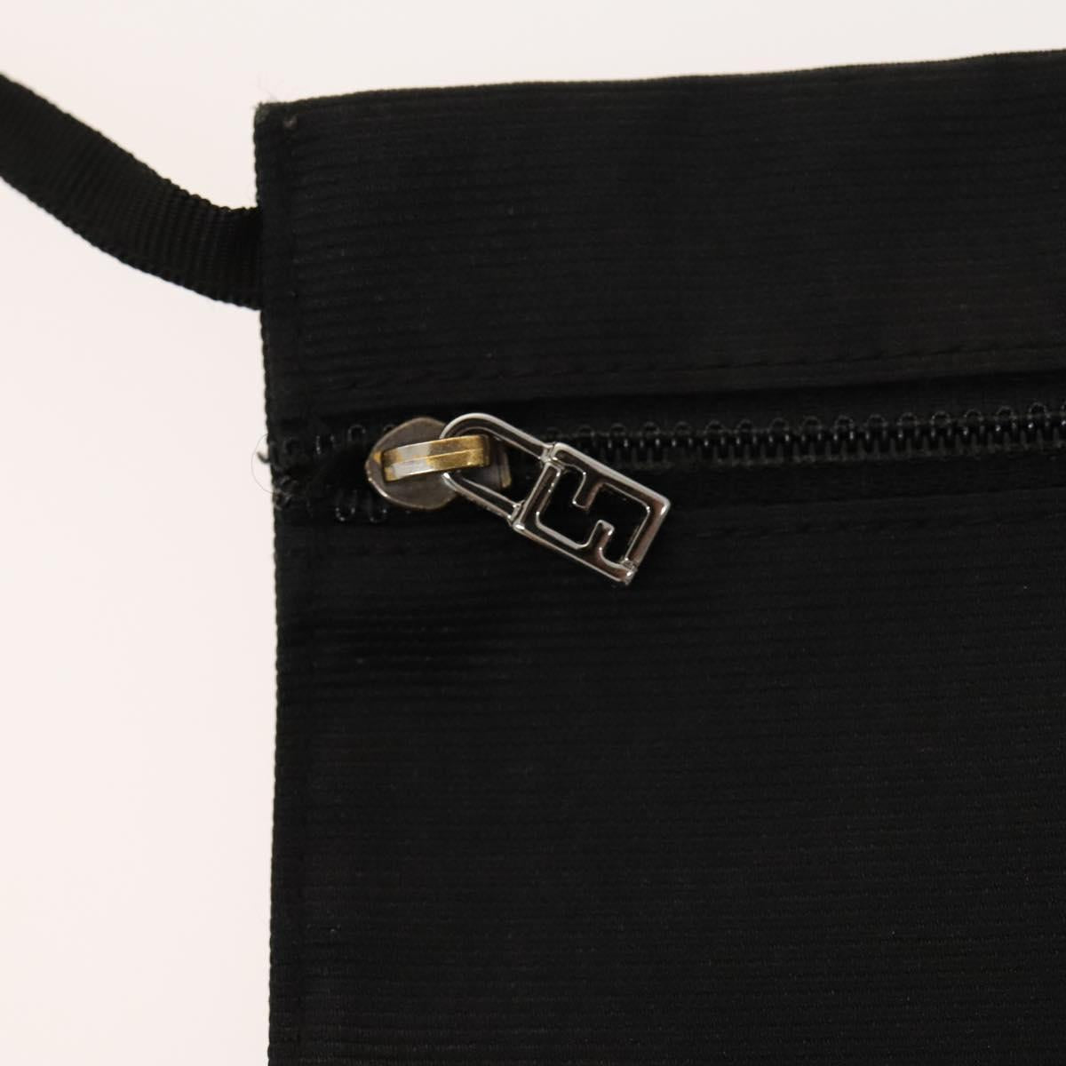 FENDI Shoulder Bag Nylon Black Silver Auth bs24965